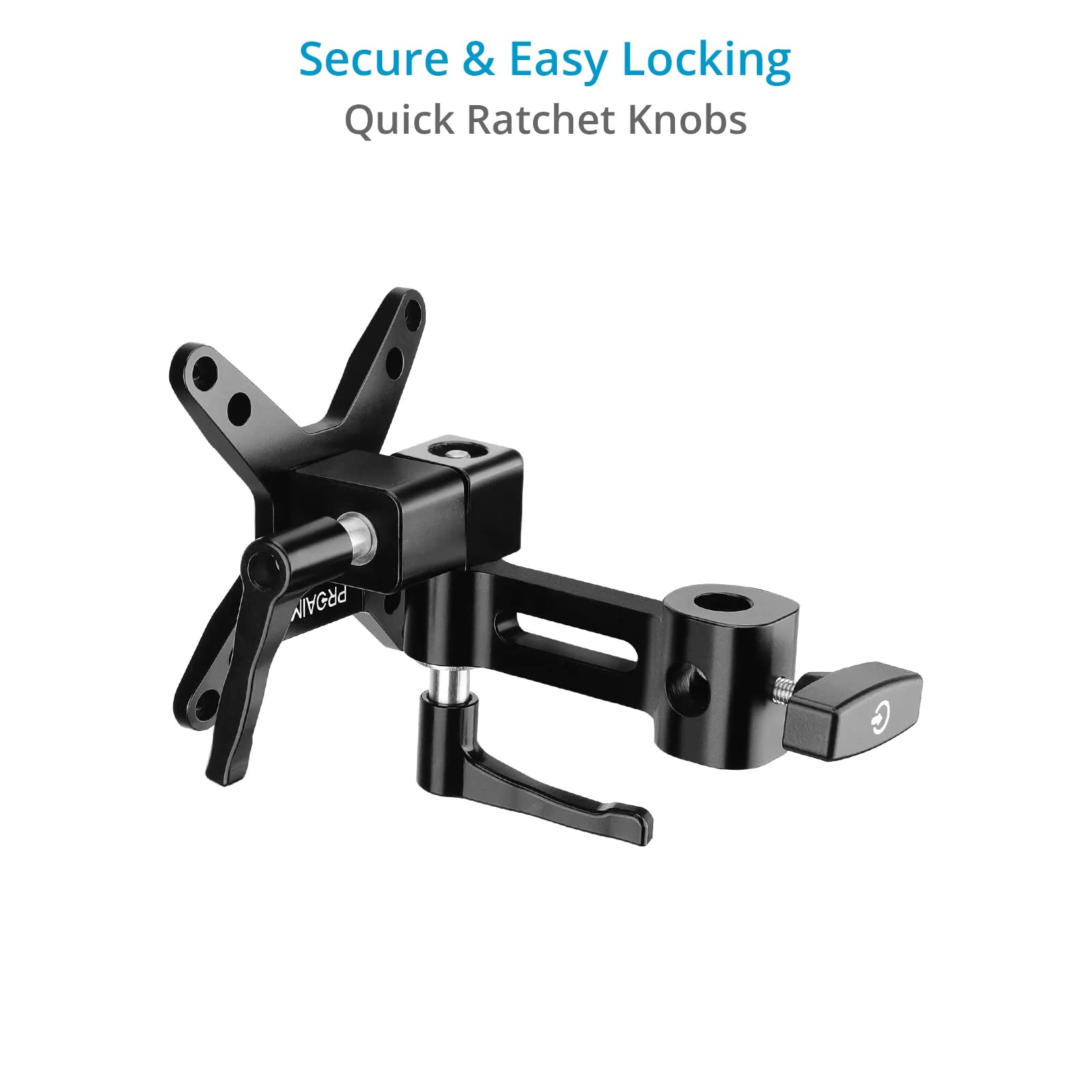 Proaim Monitor Mount With 5/8" Baby Spigot. For C-Stands & Light Stands. 270° Pan, ±45° Tilt Adjustments. Payload Up To 30Kg /66Lb (P-Bmmt-01)