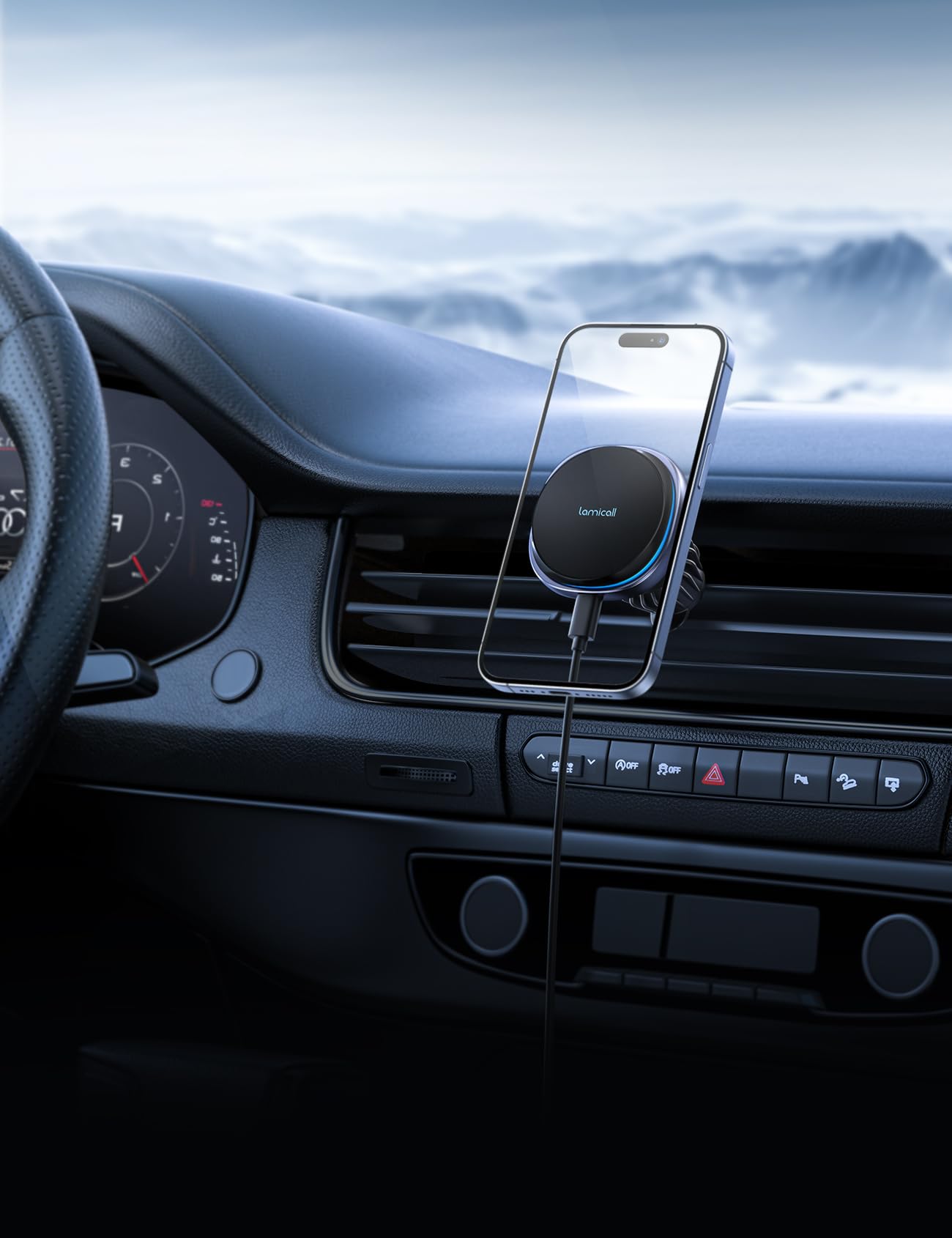 Lamicall For Magnetic Car Mount Charger - [ Cooling Fast Charging] 15W Wireless Car Charger - Hands  Magnetic Car Phone Holder Charger Vent For Iphone 16 15 14 13 12 Pro Max Case