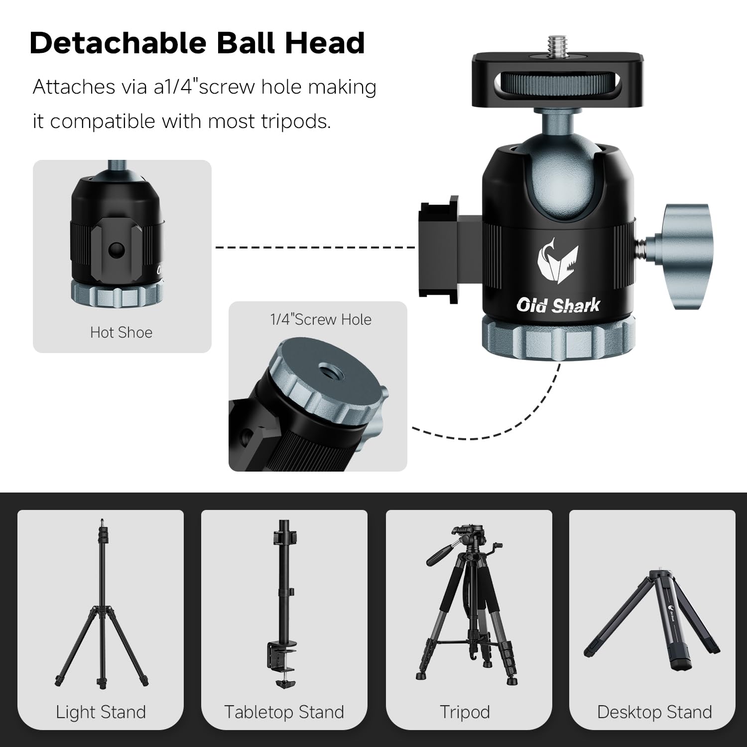 Oldshark Portable Mini Tripod For Camera, Extendable Aluminum Alloy Table Tripod With 360 Ball Head, Phone Holder, Supports Dslr Cameras, Projectors, Load Up To 11Lbs/5Kg