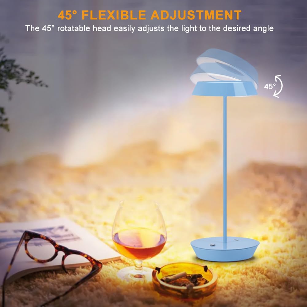 Leroxo Metal Led Table Lamp, Swing Arm Desk Lamp, 3 Color Touch Sensor Control, 3-Levels Brightness, Rechargeable, Adjustable Gooseneck, Portable, Night Light