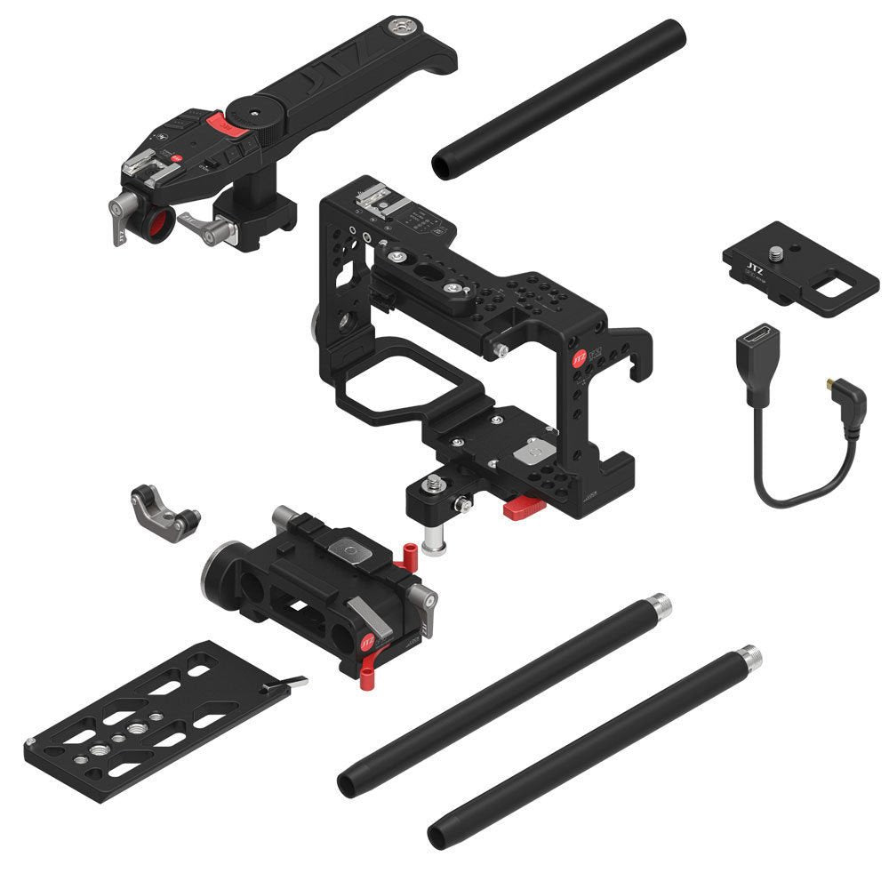 Jtz Dp30 Jl-Js7 Electronic Camera Cage Video Stabilizer Rig + 15Mm Rail Base Plate, Top Handle For Sony A9/A7Iii/A7Riii/A7Siii/A7Riv Mirrorless Camera Zoom, Focus, Rec Start/Stop