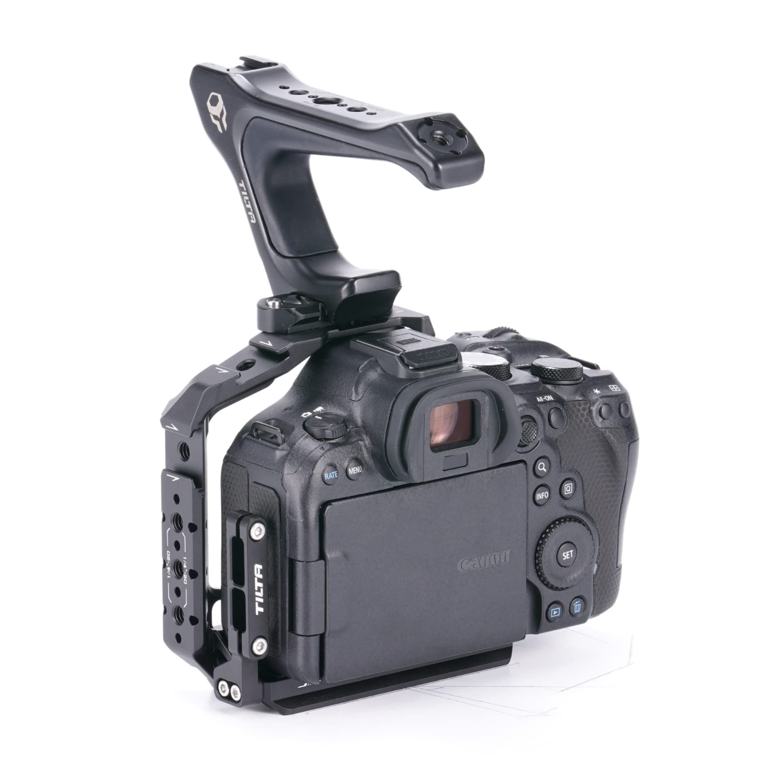 Tilta Lightweight Kit Compatible With Canon R6 Mark Ii, Half Cage With Mount Accessorioes Via Nato Rail, Cold Shoe, And 1/4"-20 Threads With Locating Pins  Ta-T45-B (Black)