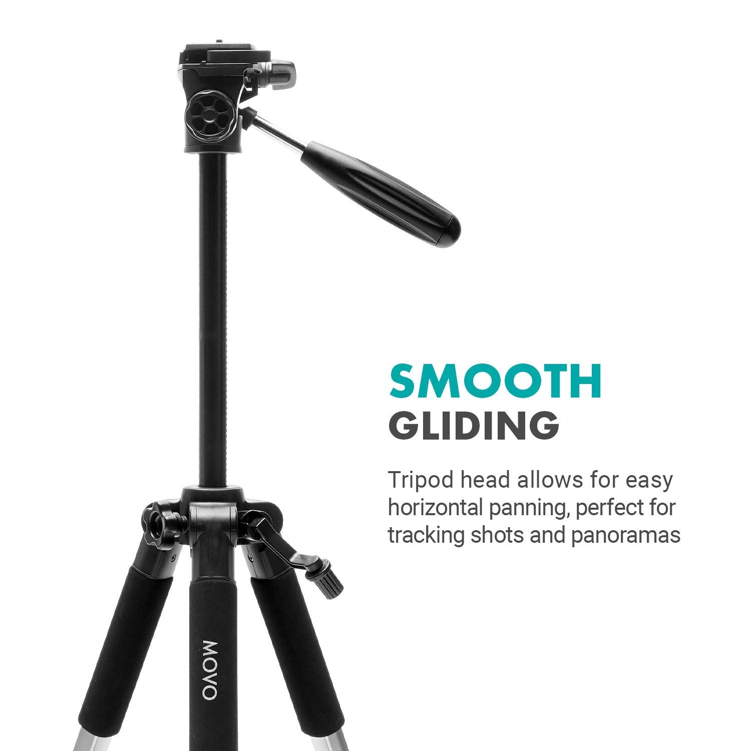 Movo Mv-T5 57-Inch Video Camera Tripod Stand With Pan Head - Lightweight Tripod For Camera And Phone Videos, Vlogging, Film - Aluminum Travel Tripod For Dslr Camera With Digital Camera Tripod Mount
