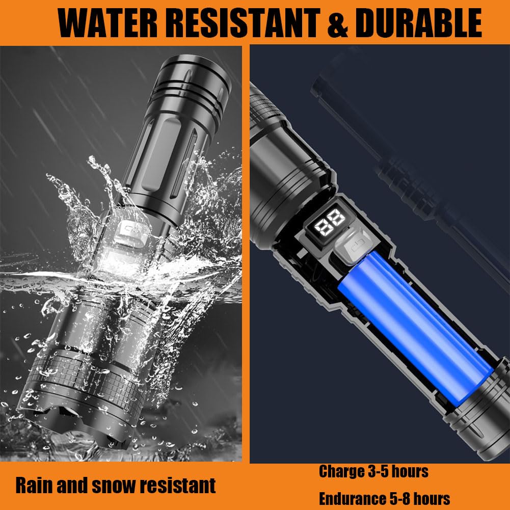 Geistle  The Ultimate Survival Flashlight,Led Rechargeable Flashlights High Lumens,Powerful Super Bright Flash Light With Zoom For Camping,Fishing (A)