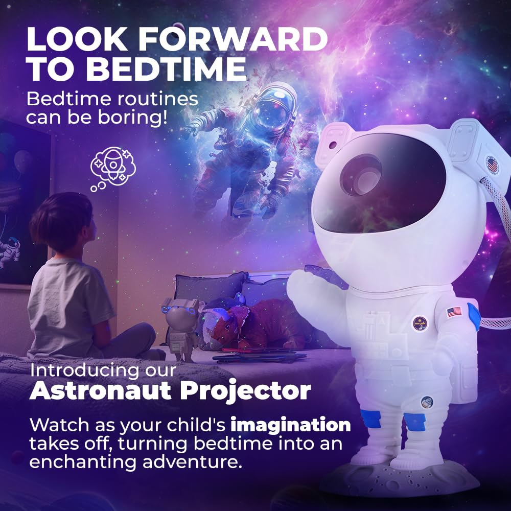 Mind-Glowing Astronaut Galaxy Projector - Spaceman Projector With Remote, Timer, Star & Nebula Modes - Dimmable Astronaut Night Light For Kids Space Decor - Cool Birthday  For Any Year Old Boys