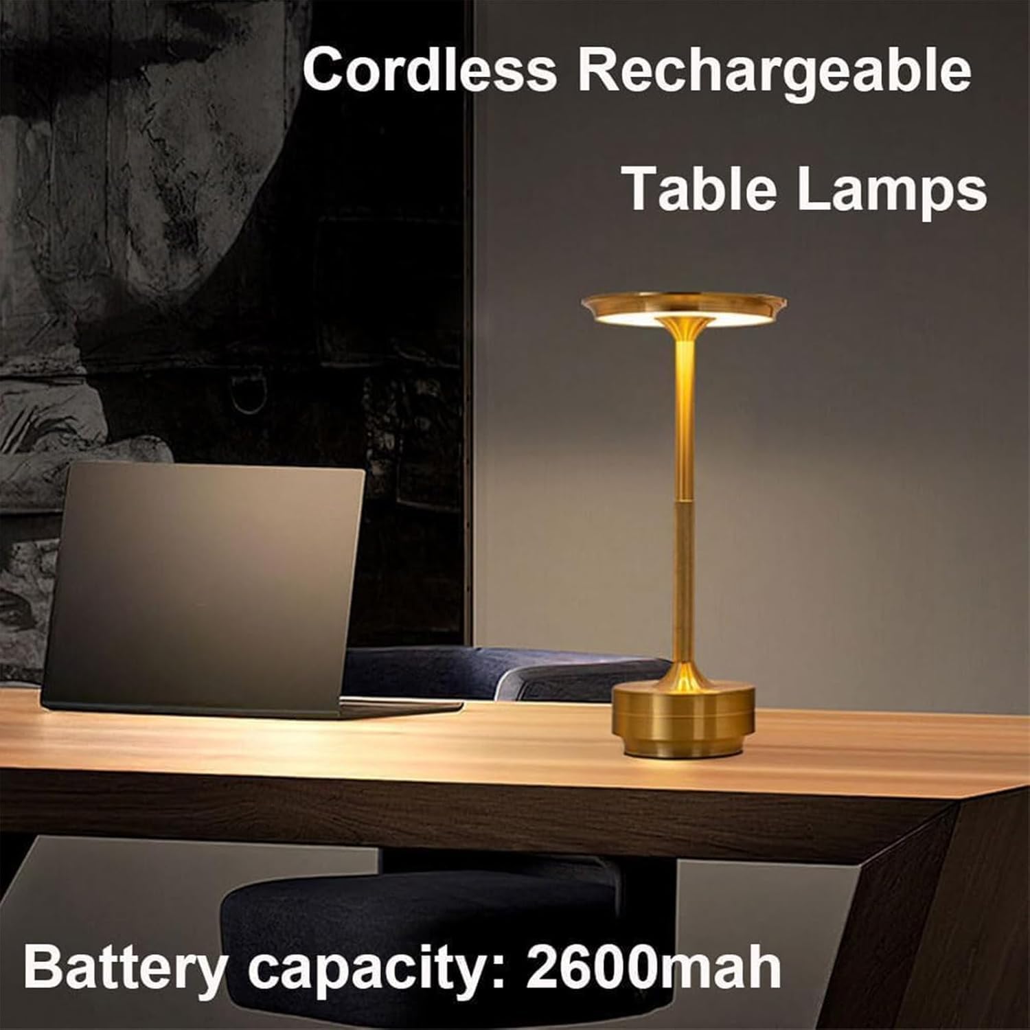 Lobuobi Sherum Vueeze Ecolume Table Lamp - Cordless, Small Kitchen Counter Lamp (Black)