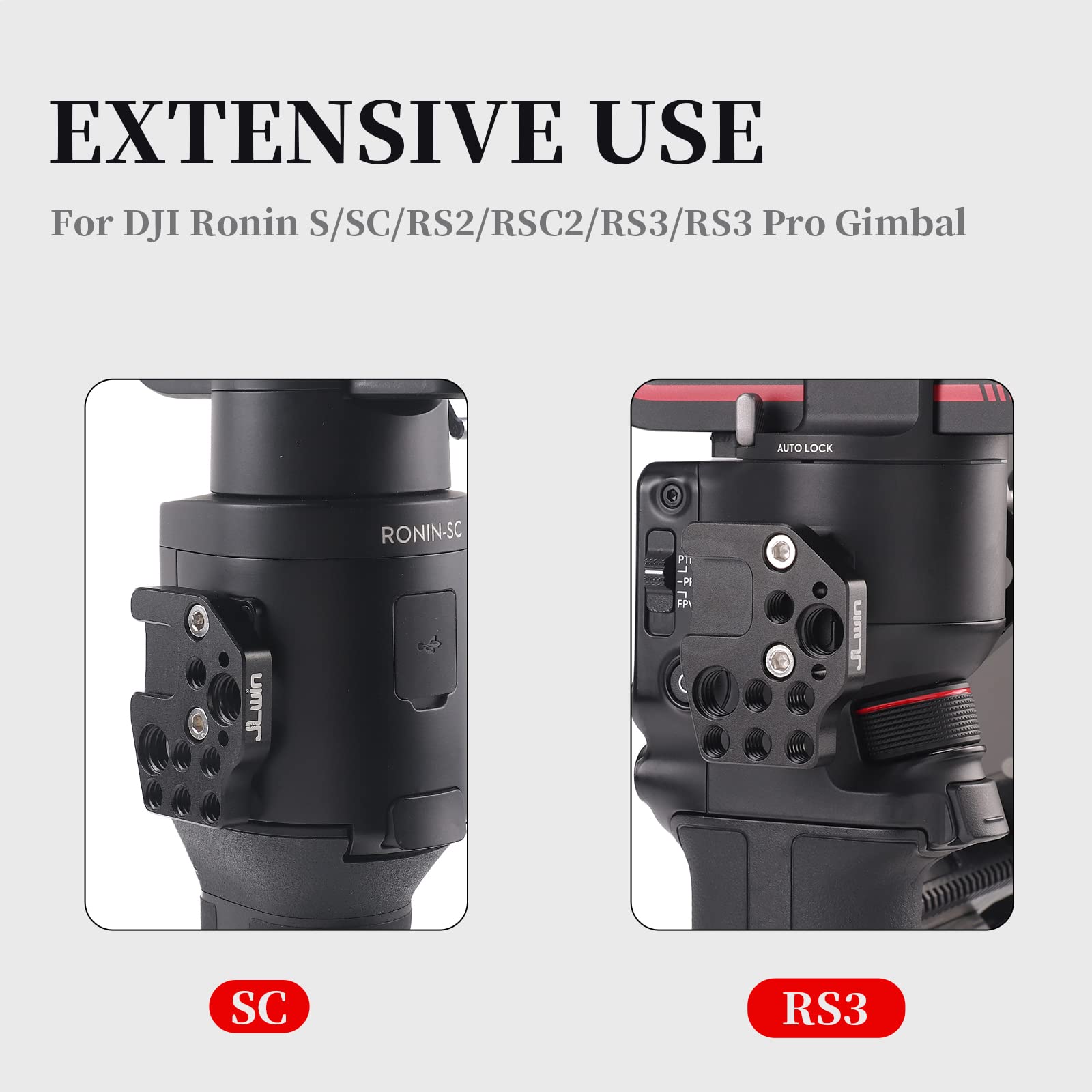 Focusfoto Pack Of 2 Extension Mount Plate Holder With Cold Shoe 1/4" 3/8" Screw For Dji Ronin S/Sc/Rs2/Rsc2/Rs3 Pro/Rs3 Mini/Rs4 Pro Gimbal Stabilizer, Monitor, Magic Arm, Microphone, Led Video Light