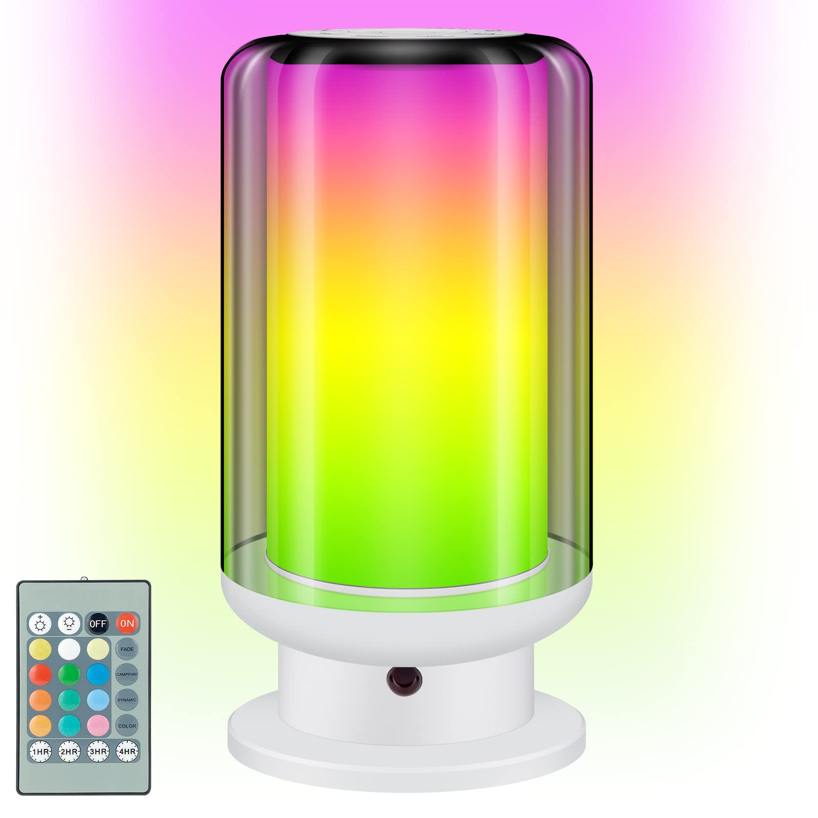 Bigmonat Bedside Table Lamp Kids With Remote, Color Changing Desktop Led Light With Timer Setting, Dimmable Rgb Night Light,Warm White Light Nightstand Lamp For Bedroom,Living Room(White-1Pack)