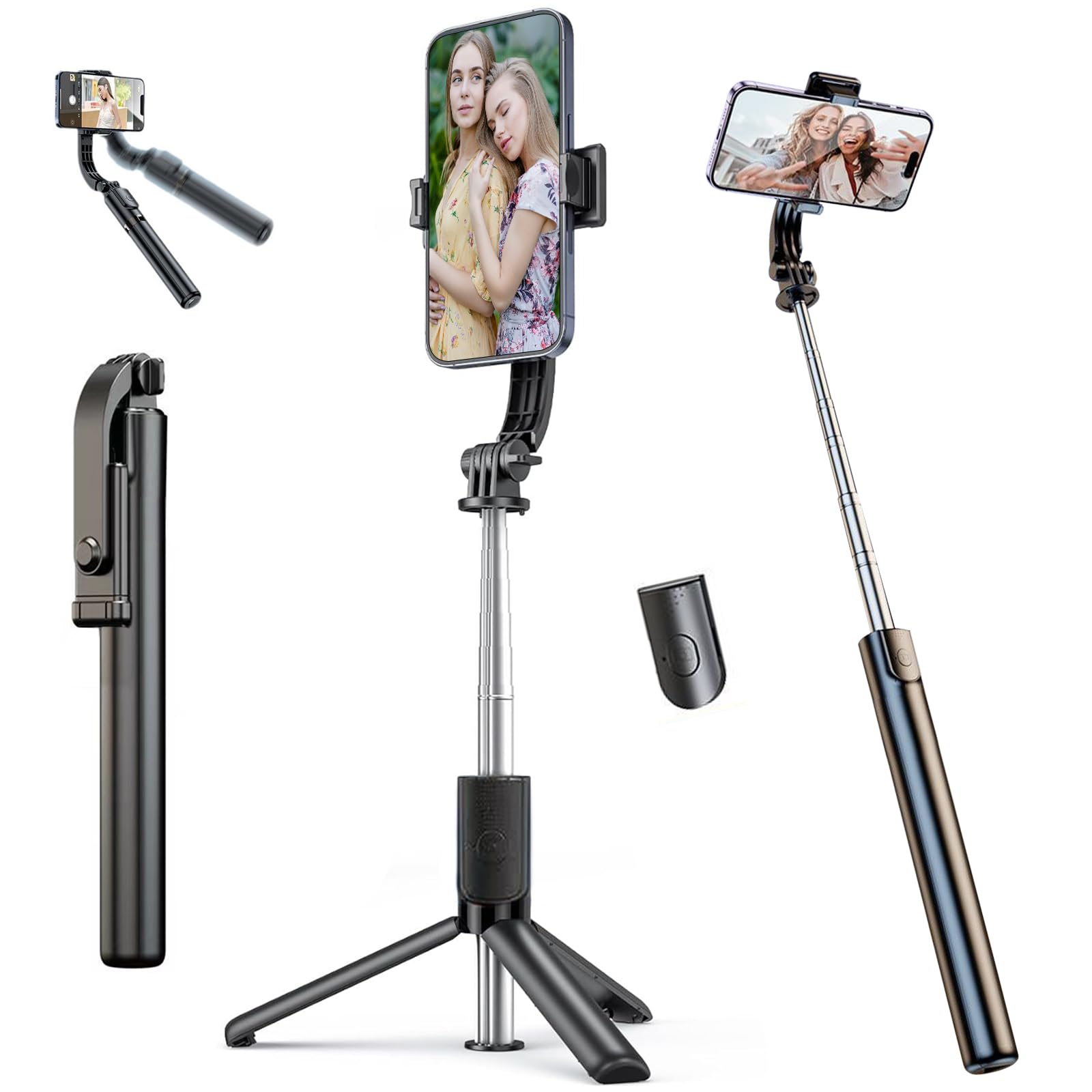 Gogara Selfie Stick & Cell Phone Tripods, Extendable Selfie Stick Tripod With Wireless Remote, Portable, Lightweight, 360° Rotatable Tripod Stand For Video Recording Vlog Compatible With Iphone Samsung