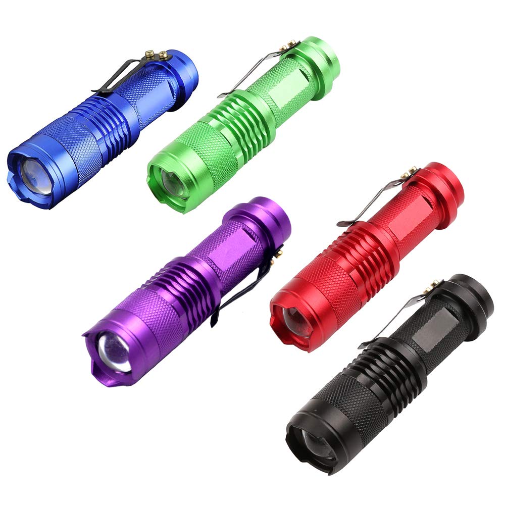 Wayllshine Multicolored Flashlight Pack: Red, Blue, Green, 395 Uv, White Led
