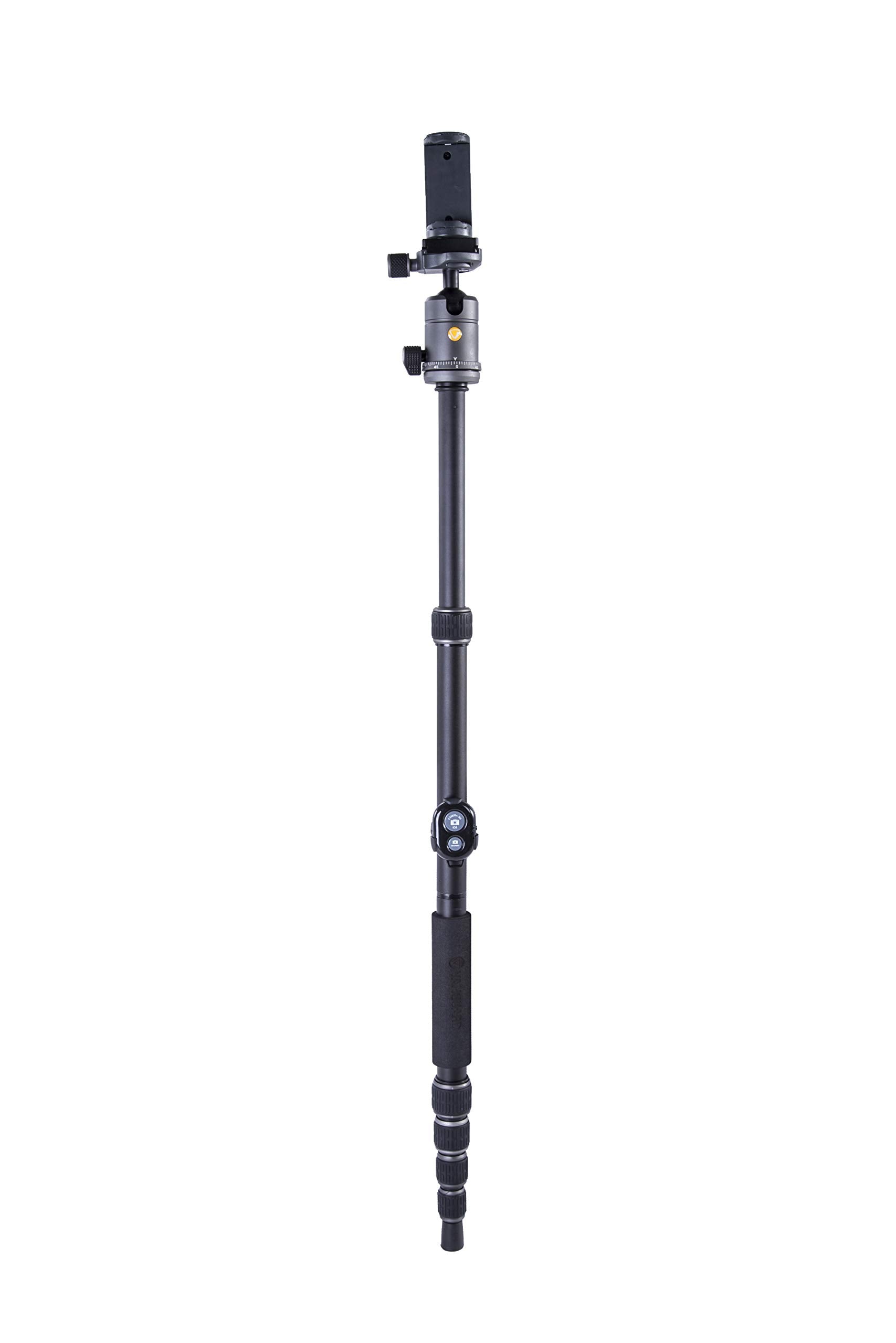 Vanguard Veo3Go265Hab Compact Aluminum Travel Tripod With Ball Head, Monopod Option, Smart Phone Holder And Bluetooth Remote