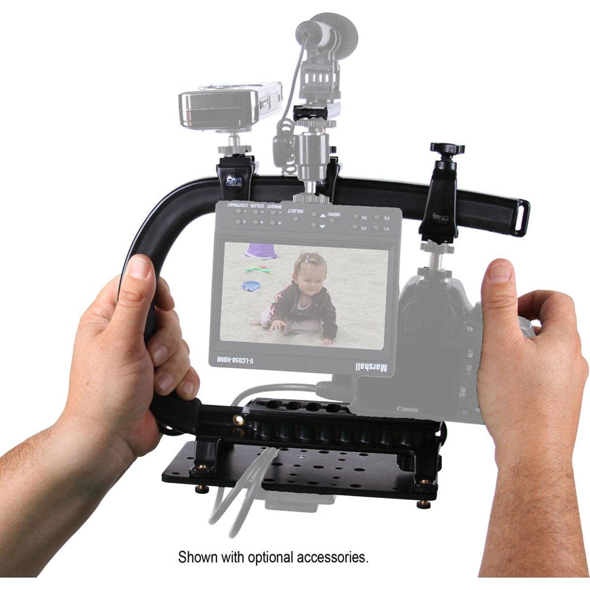 Cam Caddie Scorpion Ex Video Camera Stabilizing Handle Kit With Included Smartphone And Gopro Compatible Mounts - Starter Bundle - Black