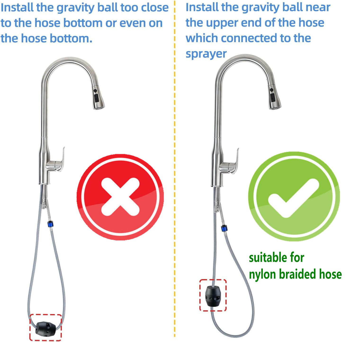 Koreyoshi 12.3Oz (0.77 Lb) Kitchen Sink Faucet Hose Weight,Pull Out Sprayer Kitchen Sink Hose Weight Replacement,Universal Faucet Weight For Retractable Sprayer,Pull Down Kitchen Faucet Weight