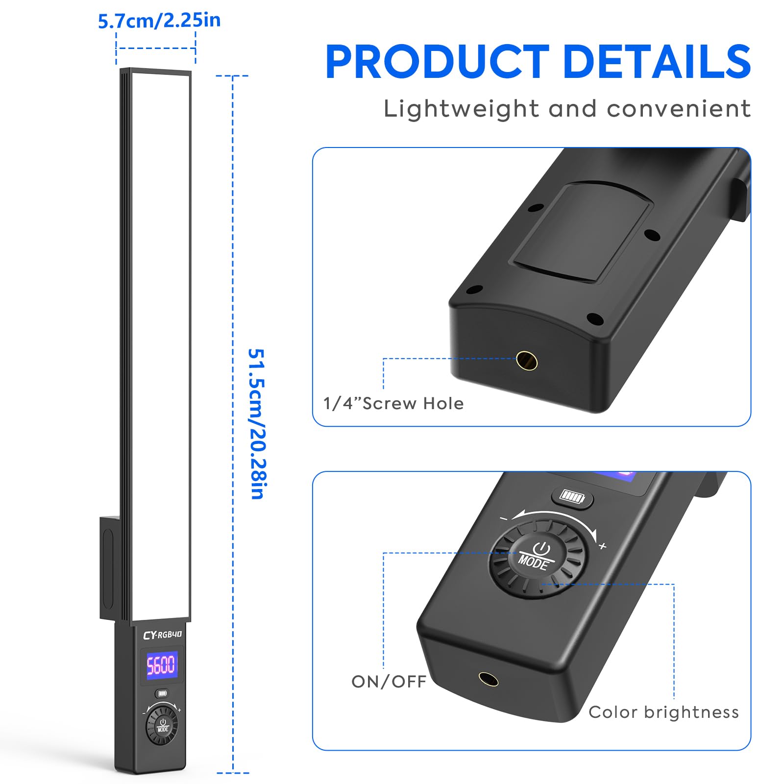Sedgewin Led Video Light Battery Powered Photography Light Portable Handheld Wand,Dimmable 3000-6000K Photo Studio Light Kit With 6600Mah Li-Ion Battery And Adjustable Tripod Stand For Live Streaming, Youtube