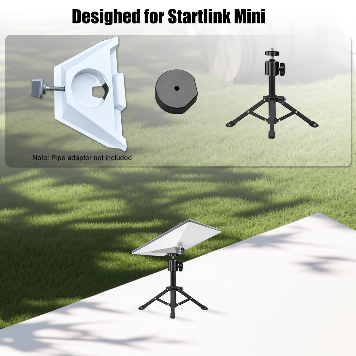 Khazylorr For Starlink Mini Tripod, All Metal Tripod Stand With Starlink Mini Tripod Adapter, Portable Small Tripod Mount With Tilt Angle Adjustment For Starlink Mini V4 Antenna Dish