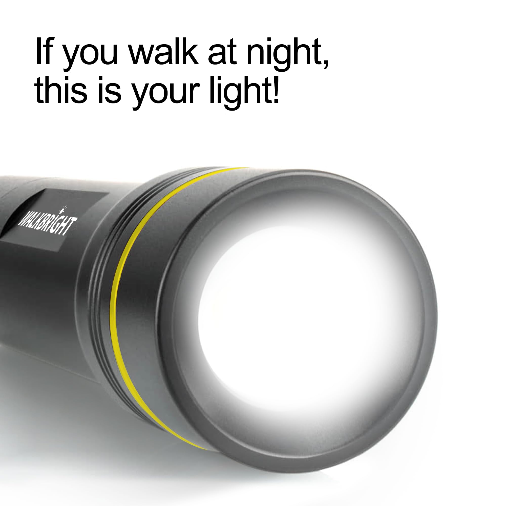 Walkbright The Ideal Flashlight For Walking At Night  Very Bright  Reflector & Reflective Wrist Strap  Waterproof  Adjustable Zoom  Beautiful  Box