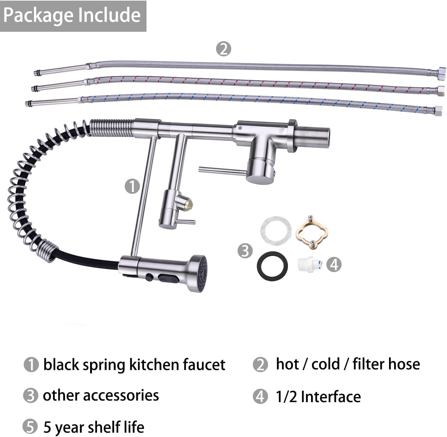 Pirooso Kitchen Faucets With Water Filter Faucet Buil-In,3 Way Drinking Water Faucet For Kitchen Sink, Brushed Nickel