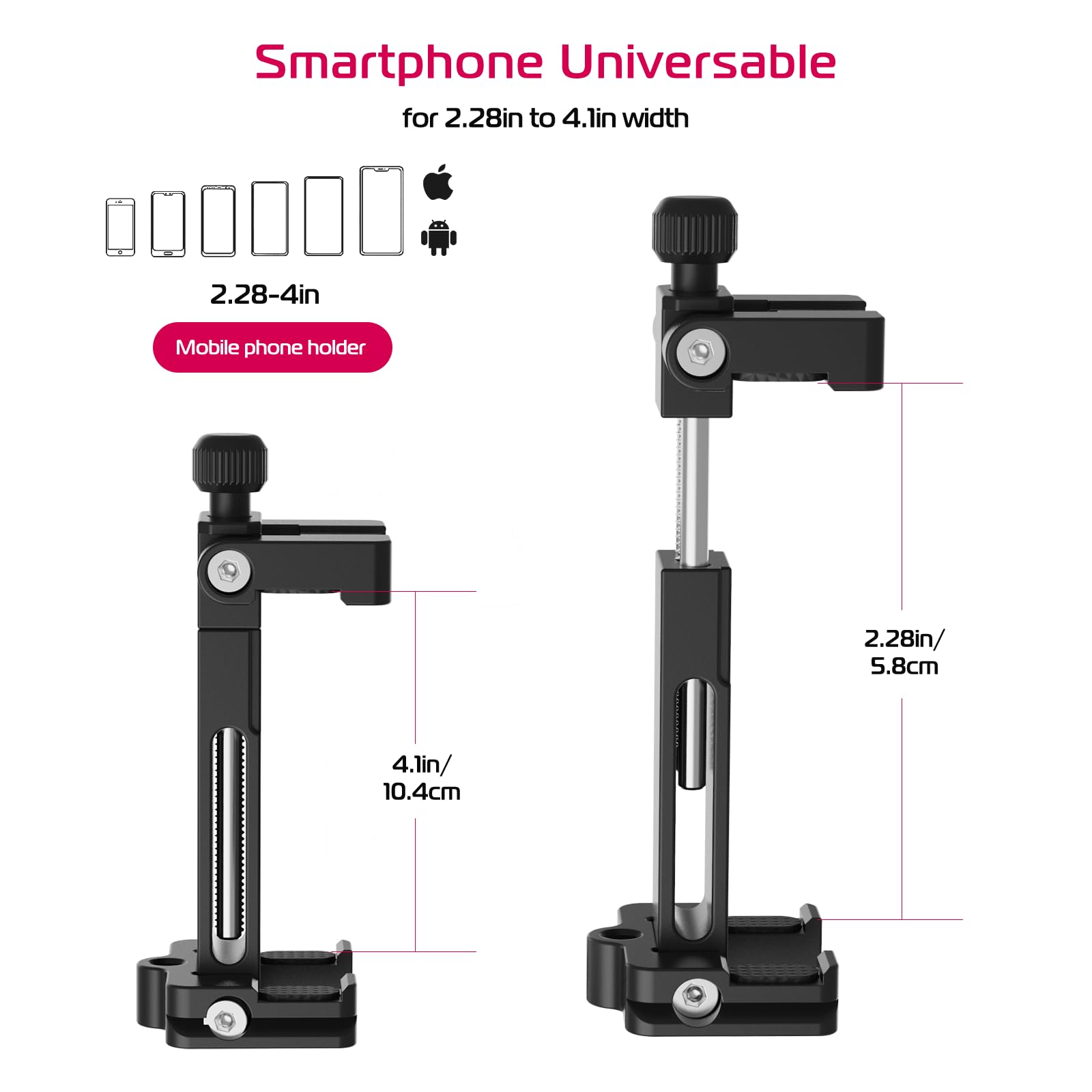 Ulanzi St-03 Metal Smart Phone Tripod Mount With Cold Shoe Mount And Arca-Style Quick Release Plate For Iphone Xs Xs Max X 8 7 Plus Samsung,Cell Phone Tripod Holder Clip Adapter For Joby Gorillapod