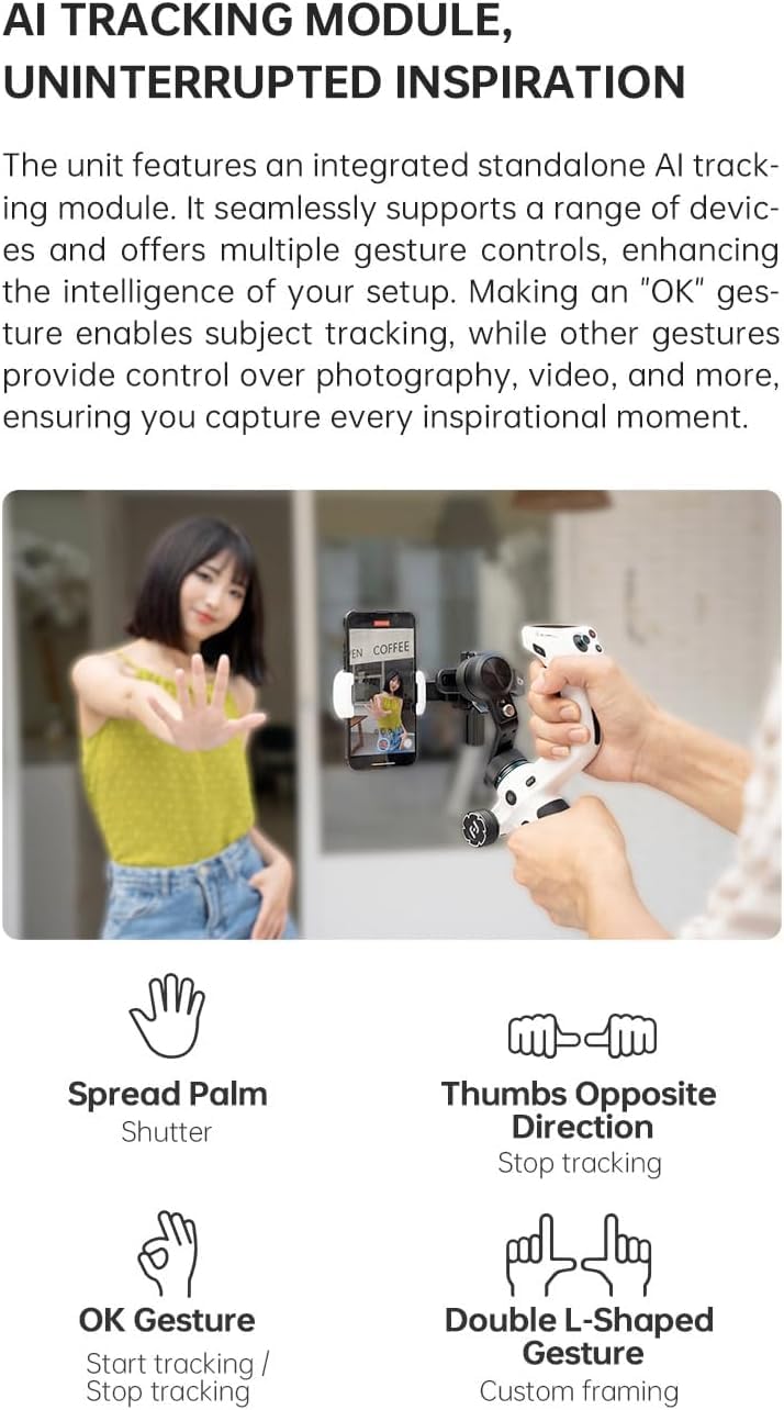 Feiyutech Scorp-Mini 2 Kit Camera Stabilizer With Ai Tracking/Fill Light, 3-Axis Gimbal Stabilizer For Mirrorless Camera,Compact Cameras,Action Camera,Smartphone,Max Payload 2.65 Ib