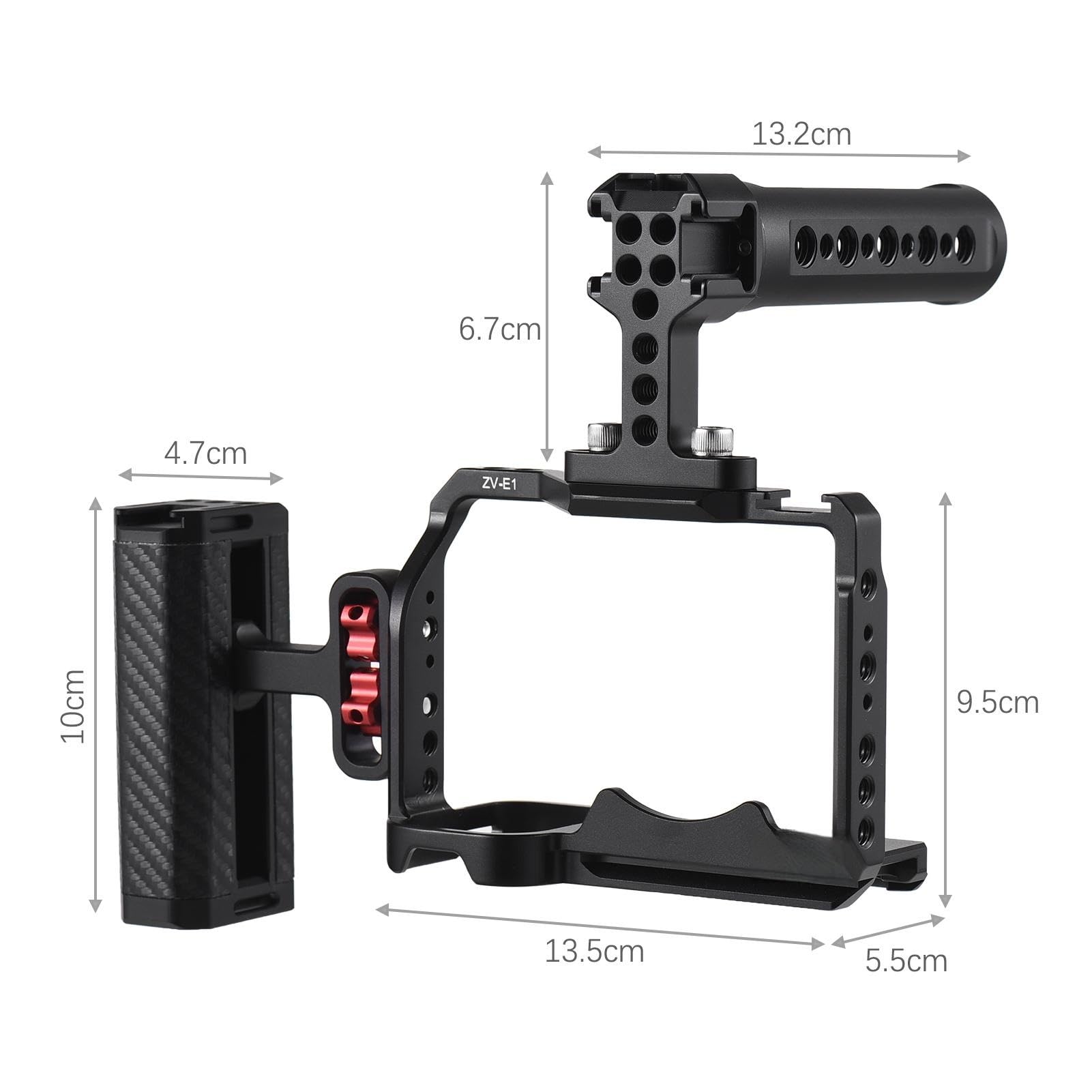 Andoer Video Cage For Camera + Top Handle + Side Handle Kit Aluminium Alloy Video Cage With Cold Shoe Holders