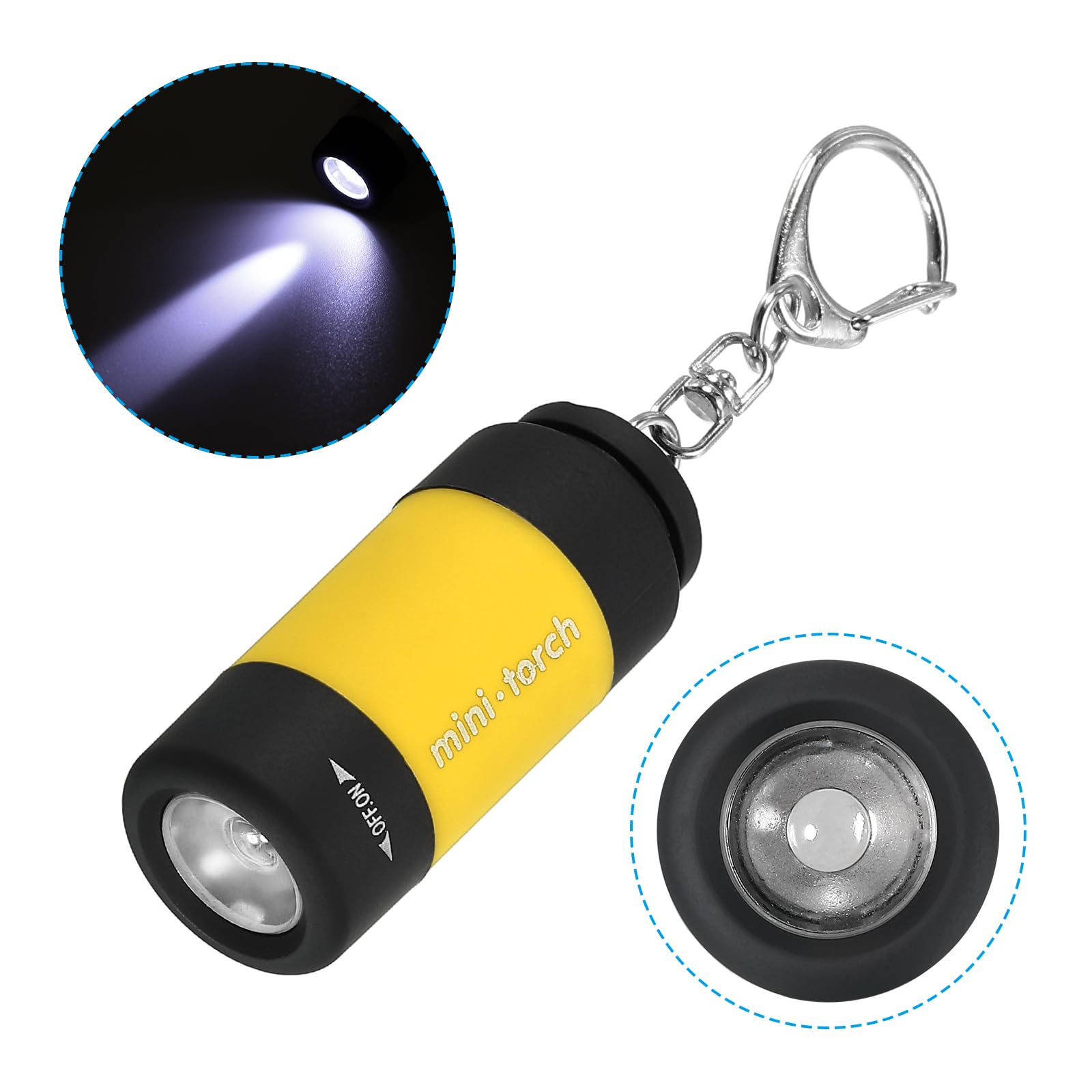 Patikil 2.1" Mini Rechargeable Led Keychain Flashlight, Edc Portable Small Torch With Usb Charging For Everyday Carry, Yellow