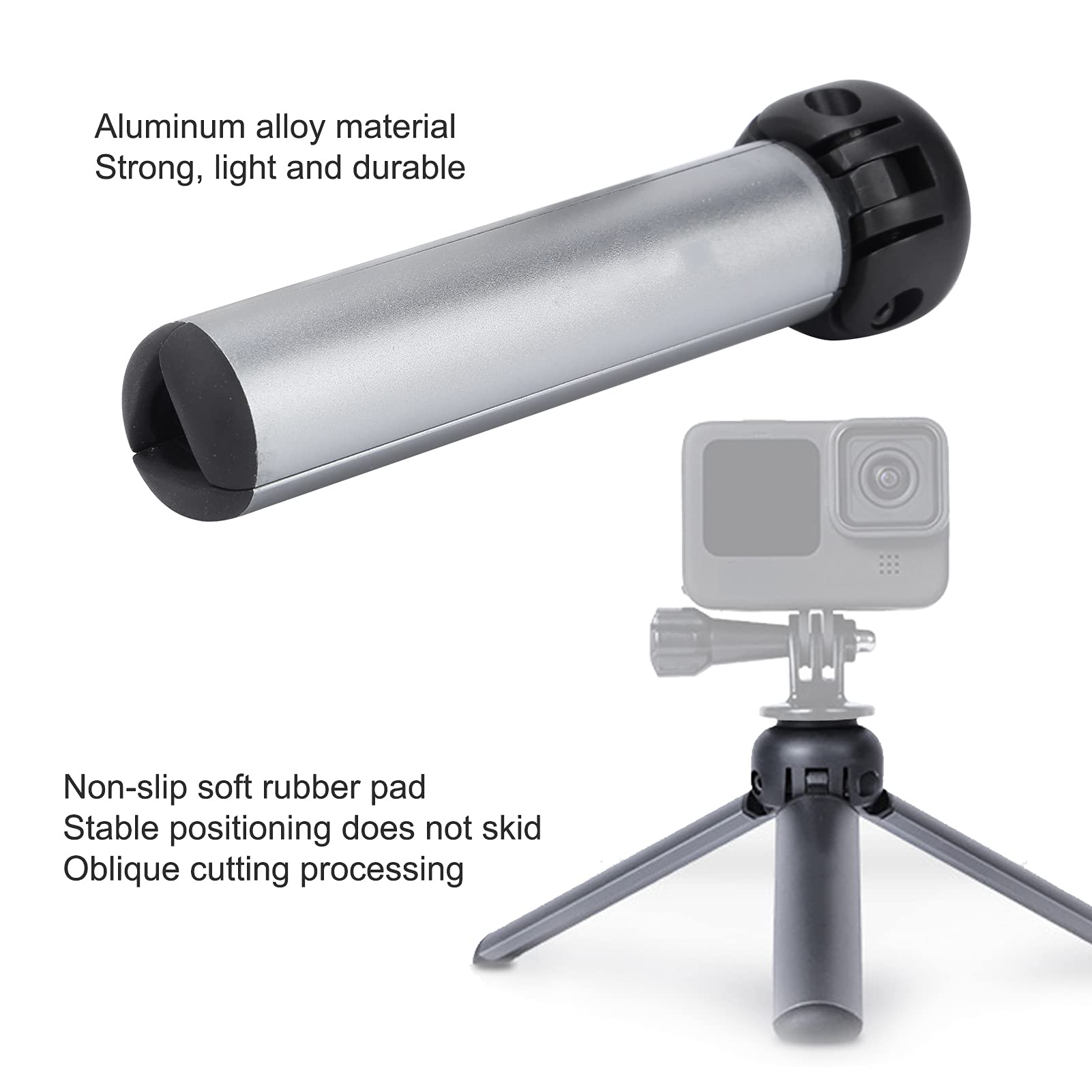 Hilitand Mini Tripod Stand,Aluminum Alloy 13Cm/5.1Inch 1.5Kg Load Handheld Foldable 1/4 Inch Mount Bracket Camera/Extension Rod Photography Tripod Handle Grip,For Live Streaming/Selfie