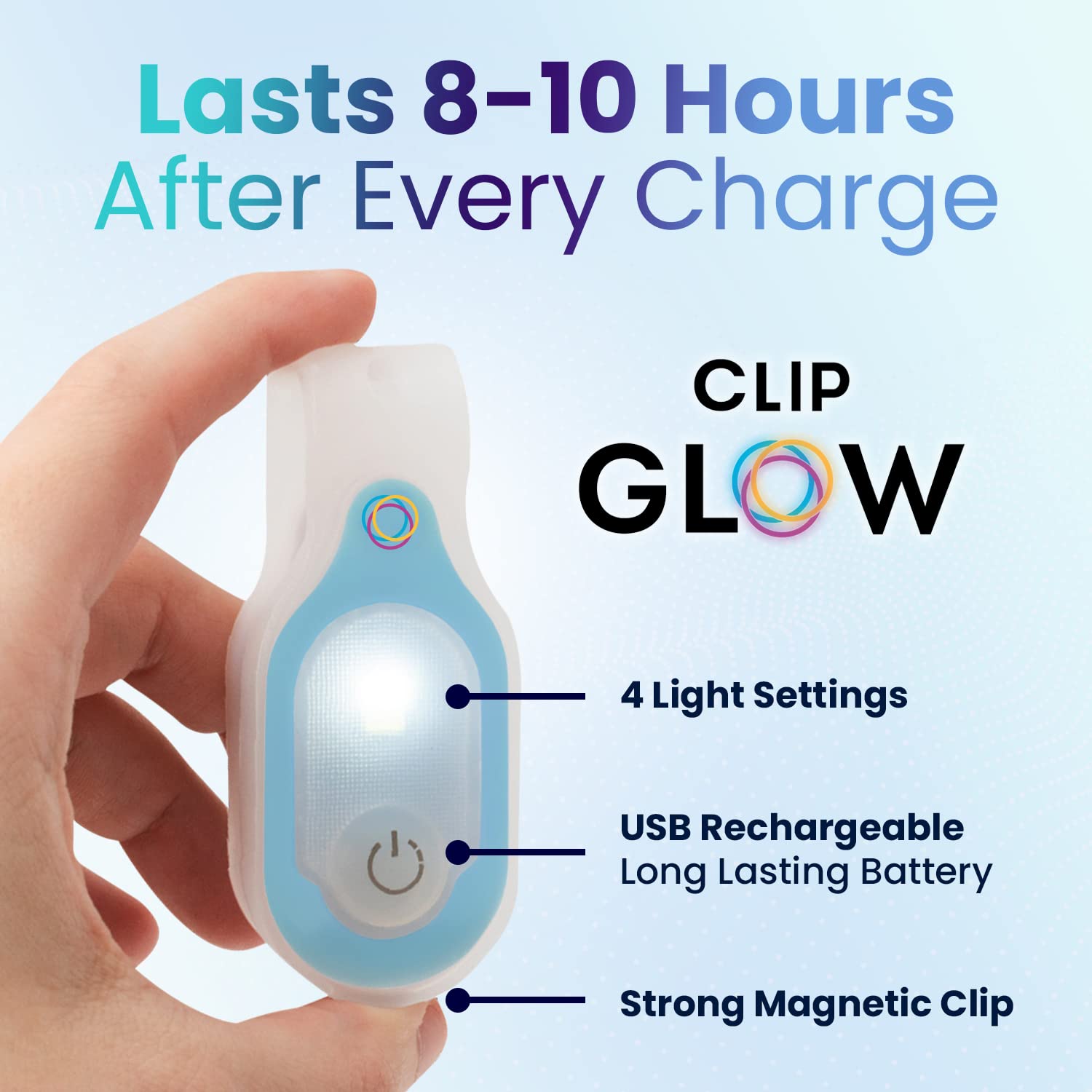 Lightsflo Clipglow Nurse Light Clip On Nursing Night Shift Light, Bright, Lightweight Magnetic, Portable, Usb Rechargeable Flashlight For Badge, 8-10 Hours Battery, 4 Light Settings 10-25 Lumens Nurse Blue