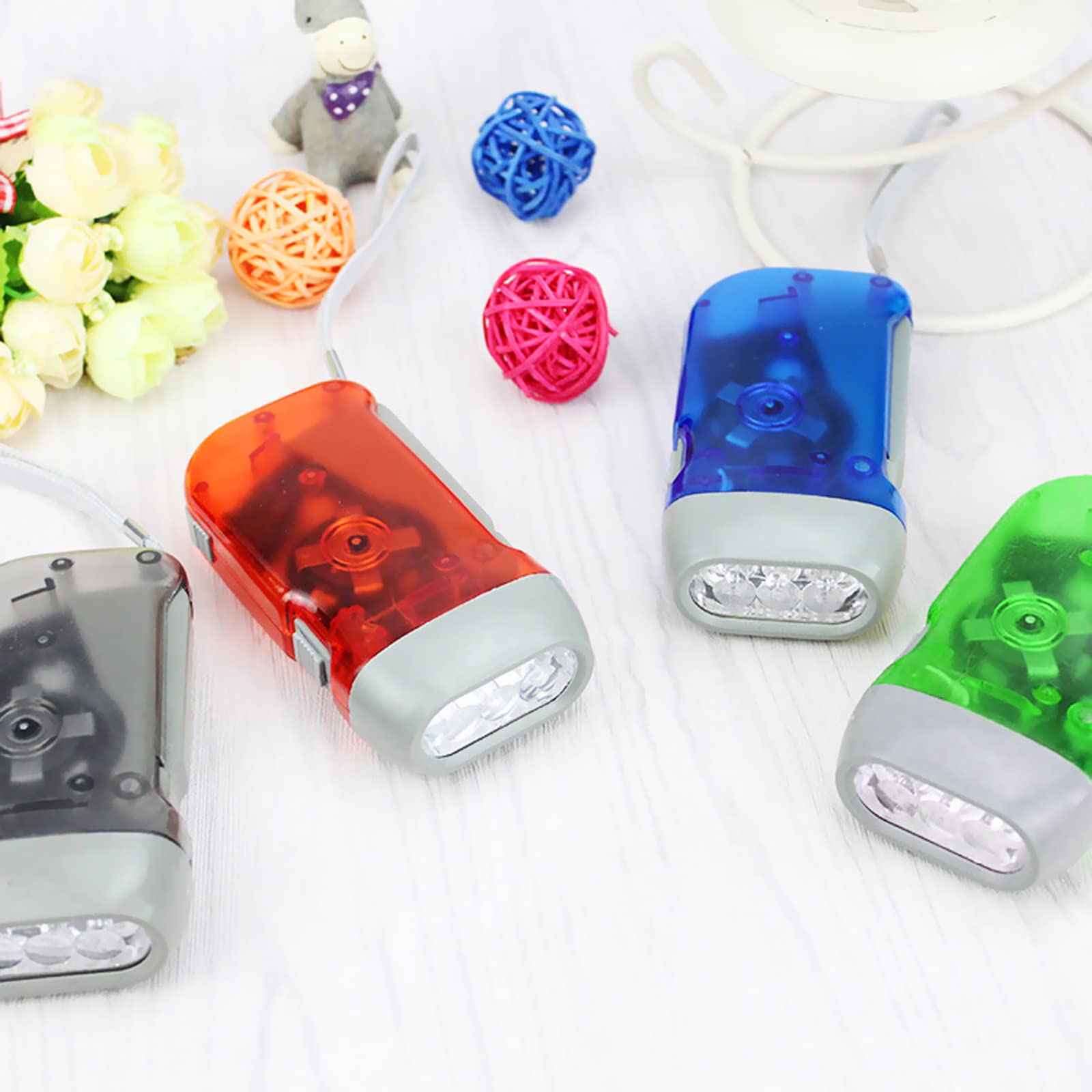 Merkaunis 24 Pieces Hand Crank Flashlight No Battery Emergency Flashlight With 3 Led Bright Light Shake Flashlight For Camping, Hiking, Outdoor Sports, Car And Home
