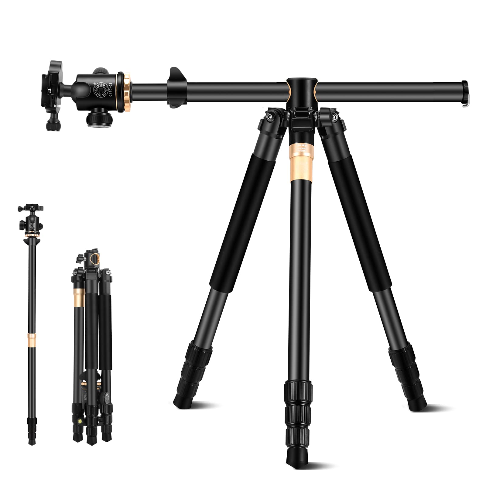 Soonpho Q992H 70Inch Professional Camera Tripod,3-In-1 Aluminum Alloy Tripod & Horizontal Tripods & Detachable Monopod With 360 Degree Ball Head For Dslr Cameras, Load Up To 17 Pounds