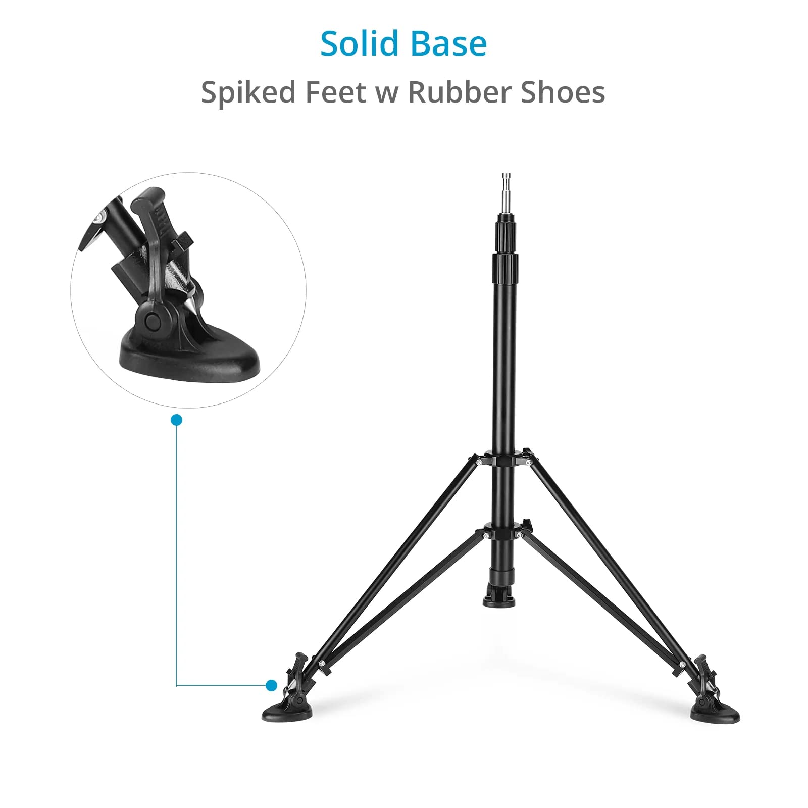 Proaim 6.25Ft 3-Stage Pt-Z Camera Support Stand With 5/8” Baby Pin & Detachable Ball Head. Telescopic Design, Spiked Feet With Rubber Shoes, Payload- 20Kg/44Lb (Std-Pt-Z-01)