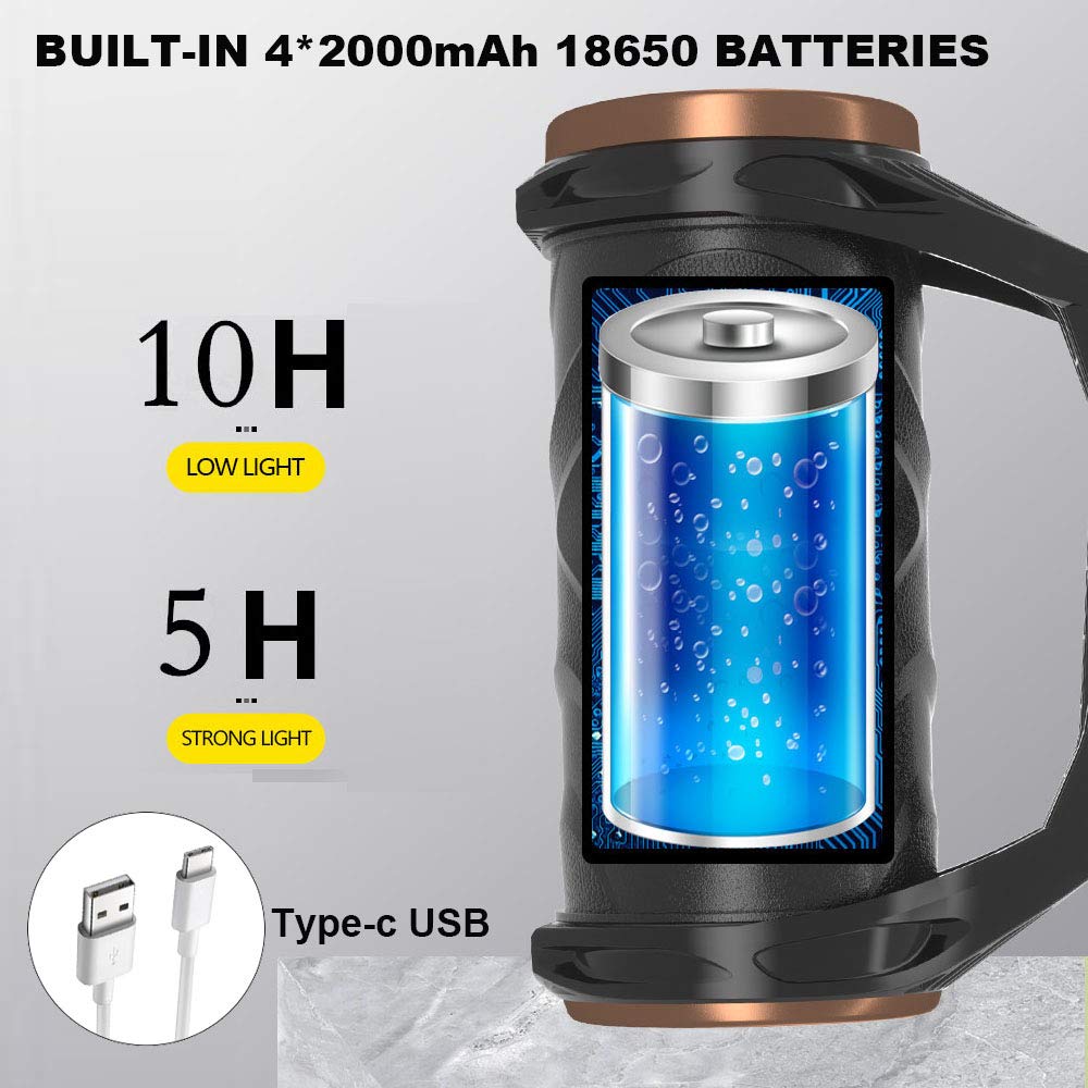 Luxnovaq Brightest Flashlight Rechargeable Powerful Tactical Flashlights With Xhp99 & Cob Led, 10000 High Lumen Zoomable Handheld Spotlight Floodlight Motion Sensor Waterproof Outdoor Usb Searchlight