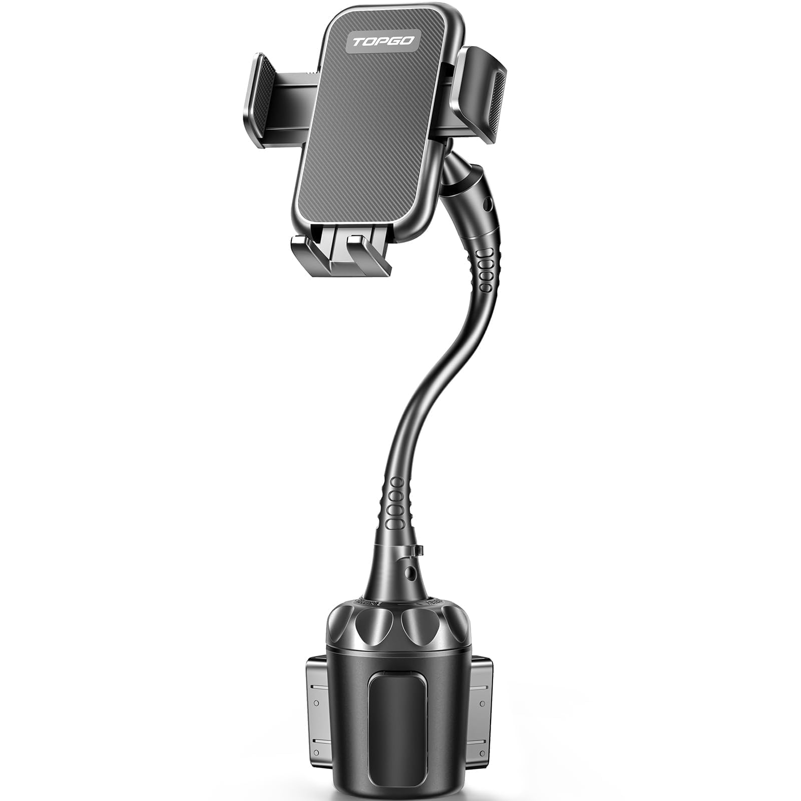Topgo Cup Phone Holder For Car [  Ultra-Sturdy & Non-Shaking] Car Phone Mount With Adjustable Long Gooseneck Cell Phone Automobile Cradles For Iphone 16 Pro Max And More Smartphone - Black