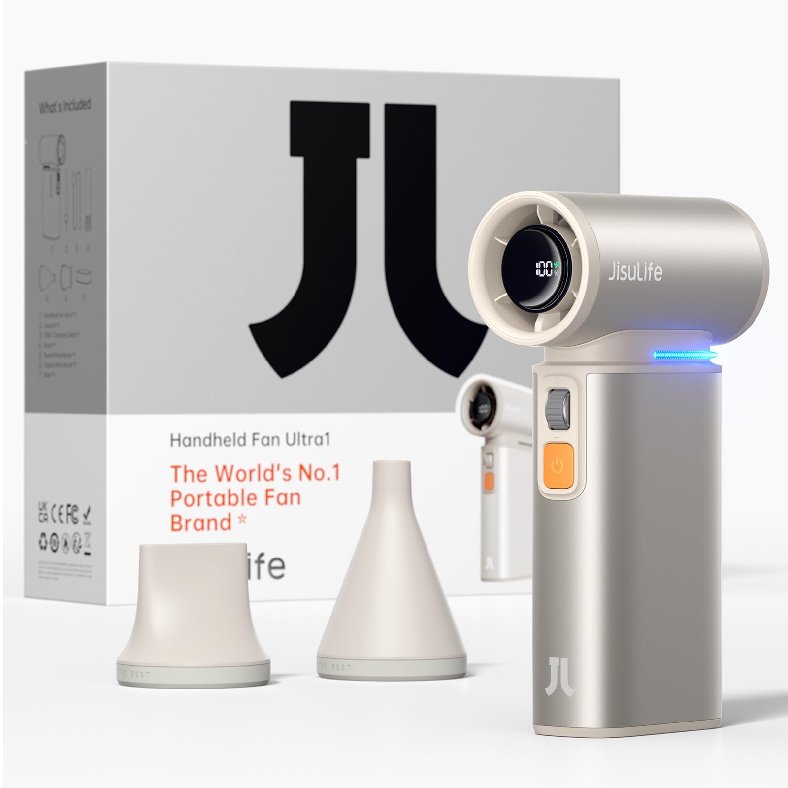 Jisulife Portable Handheld Turbo Fan, 100 Speeds Adjustable Mini Personal Fan, 9000Mah Usb - Koospark