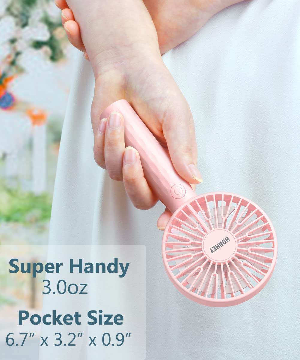 Honhey Handheld Fan, Super Mini Portable Eyelash Fan With Rechargeable Battery Operated