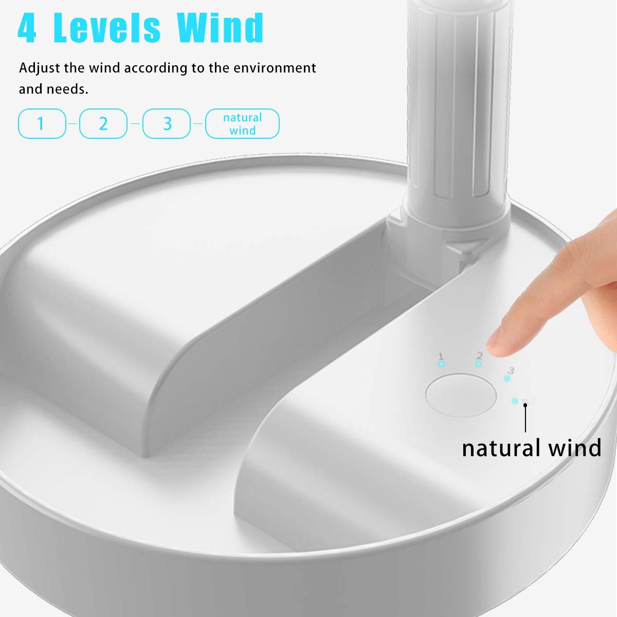 Aicase rechargeable stand fan, portable, USB powered, with long-lasting 7200mAh battery for personal use