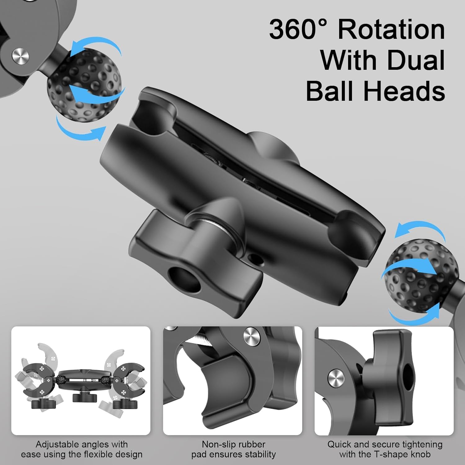 Kmdodo 2 Pcs Superclamp Double Camera Clamp With Dual Mount Bracket And Magic Arm Ball Head - Versatile Photography Accessory For Light Stands, Reflectors, Umbrellas, Tripods, And Tables