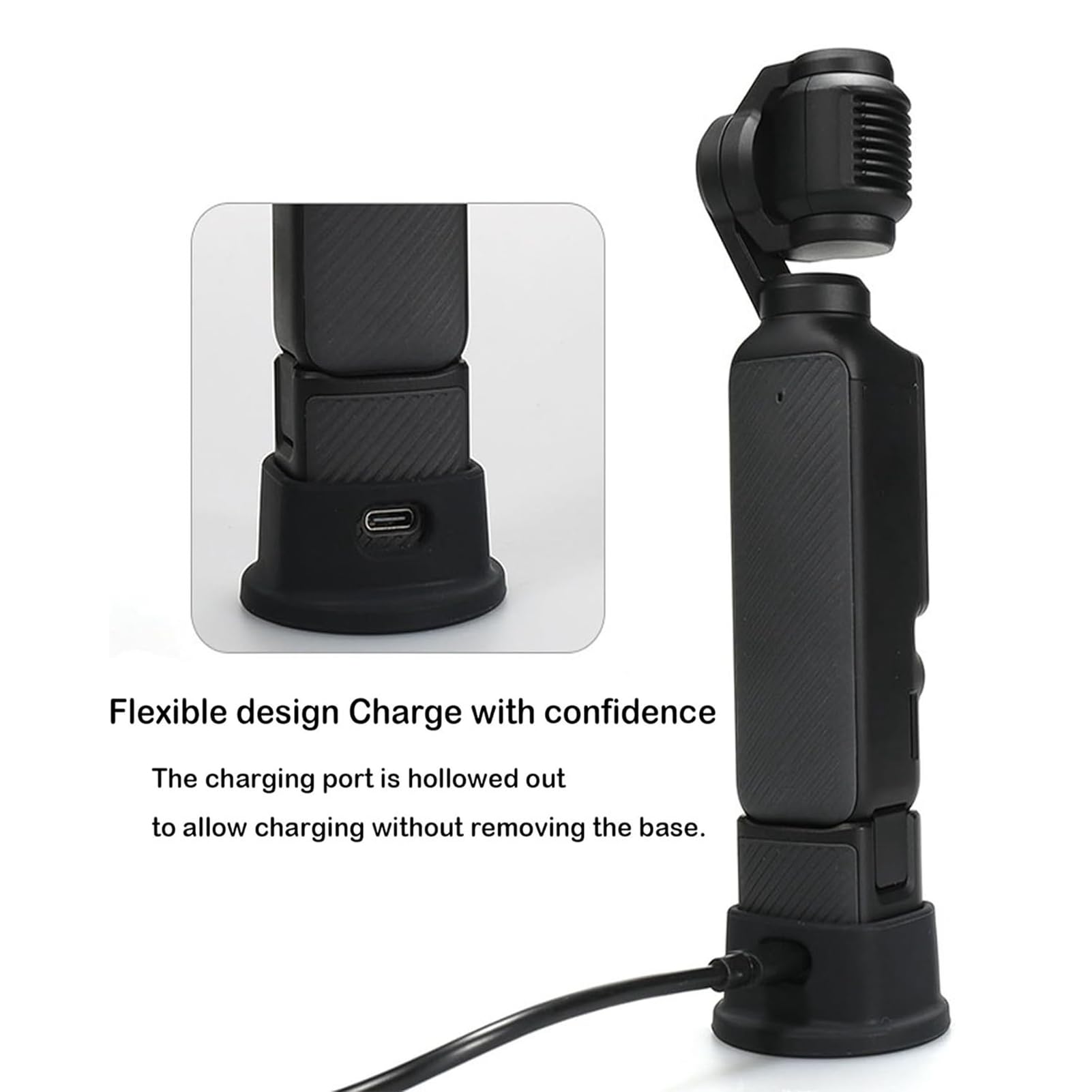Gowenic Silicone Stabilizer Base For Osmo Pocket 3, Non Slip Desktop Camera Holder With Stable Stand Base, Charging And Video Playback Stand Base, Black