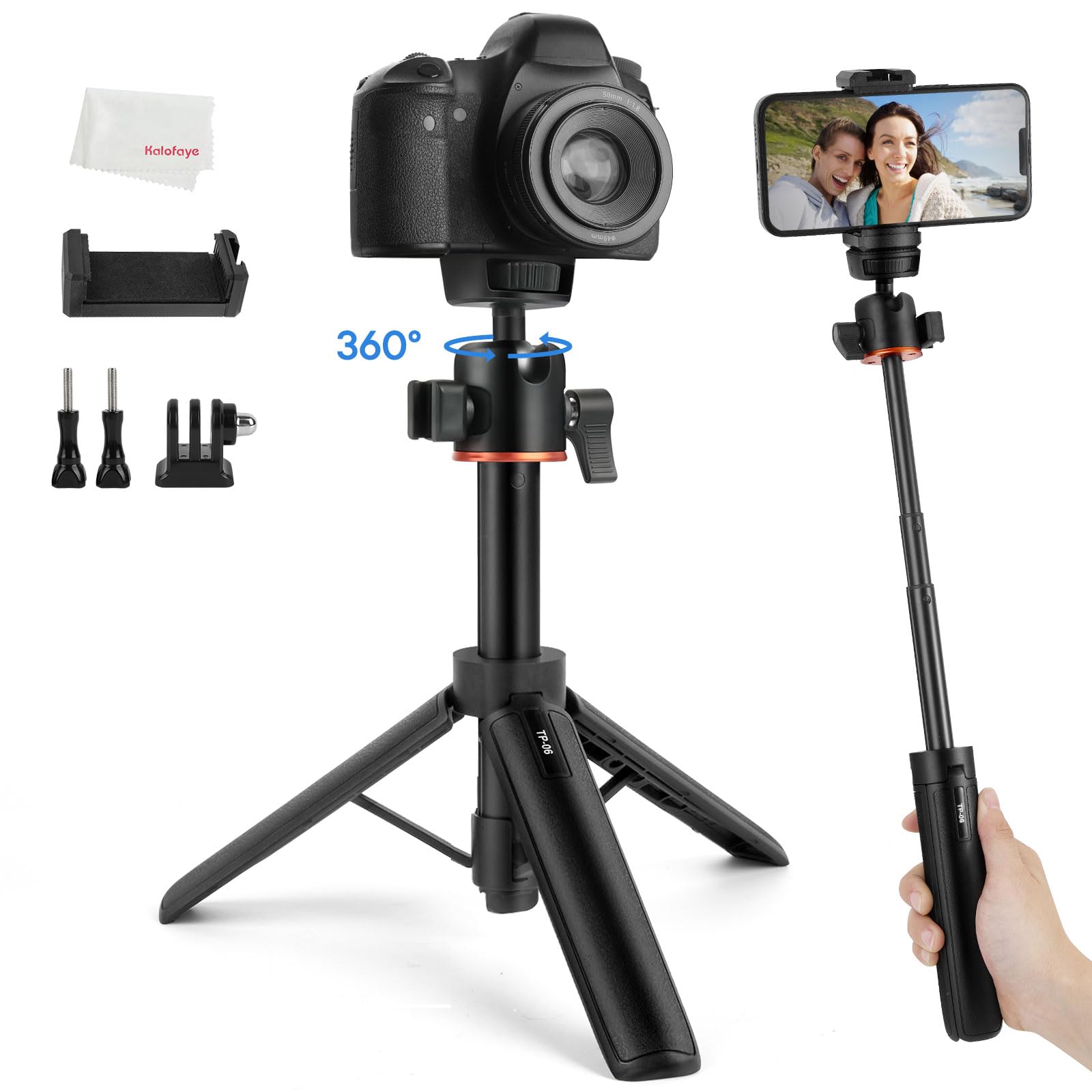 Kalofaye Camera Tripod Stand, Mini Desktop Aluminum Tripod Selfie Stick With Cold Shoe, 360° Ball Head With 1/4 Inch Screw, Portable Tripod For Iphone Android Canon Sony Dslr Vlogging Video Recording