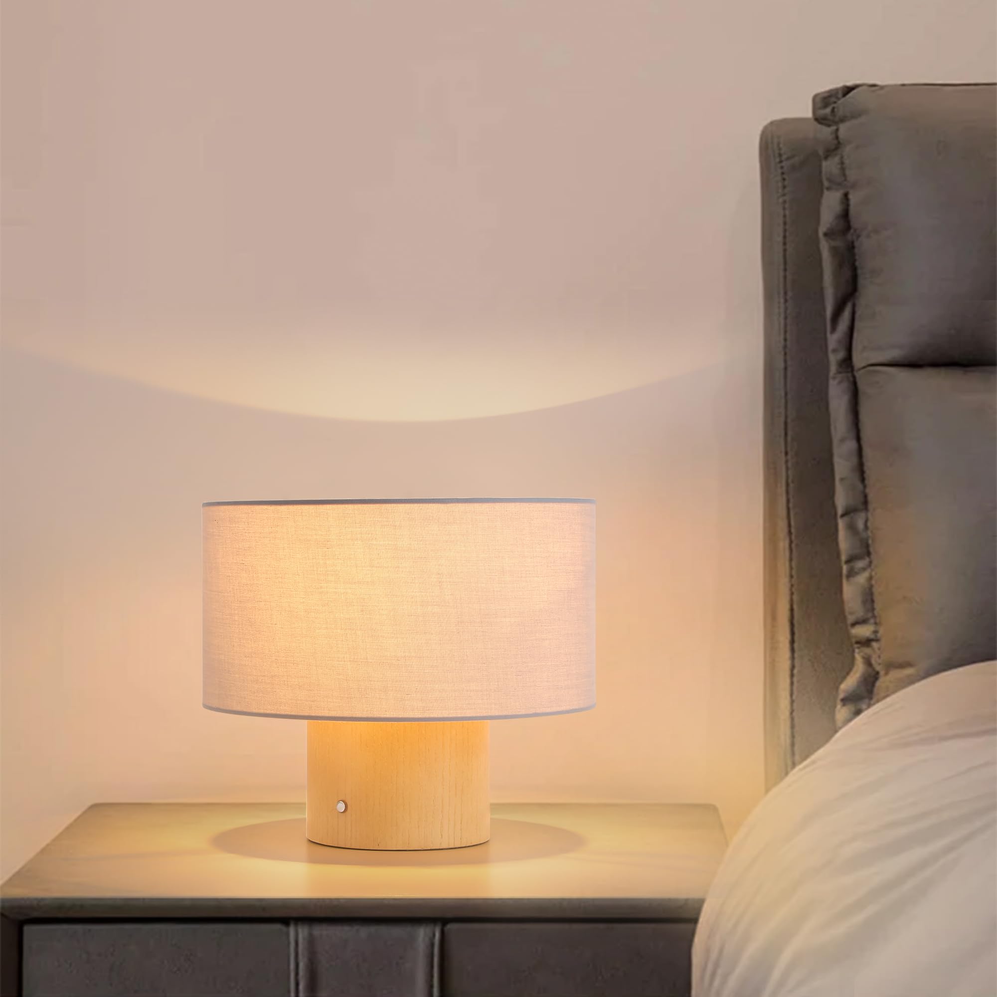 Keazile 10" Tall Modern Table Lamp For Bedroom, Desk Lamps With Linen Shade For Living Room, Ul Listed Nightstand Lamps For Console, Entryway, Kids Room, Side Table, College Dorm, Home, Office, Grey