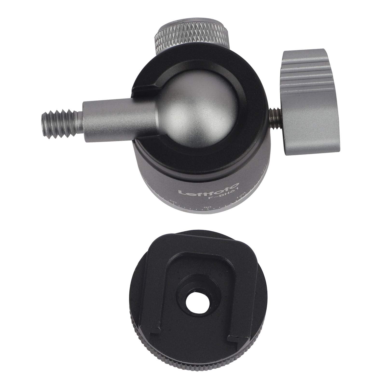 Leftfoto Camera Tripod Mini Ball Head Adapter 360 Degree Rotatable Pan 90°Tilt With Cold Shoe Mount With 1/4" Screw For Dslr Cameras Cell Phone Tripods Monopods Camcorder Light Stand Speedlight Quick Release
