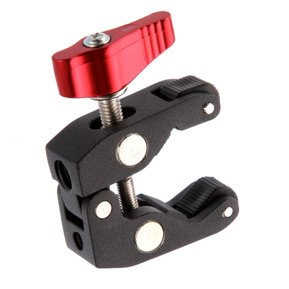 Focusfoto Articulated Magic Arm Crab Claw Super Clamp Clip Holder With 1/4" 3/8" Mount For Studio Flash Light Dslr Camera Tripod Monopod Monitor Video Led Light (Black & Red)