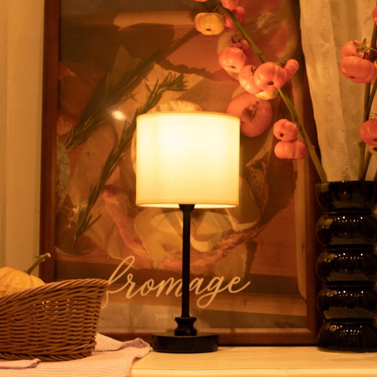 Heqet Cordless Table Lamp,Small Gold Portable Rechargeable Lamp, 2-Level Brightness, Patio Table Lamp, Livingroom,Bedroom, Dining Table,Ambient Light For Kitchen, Antique (Black)