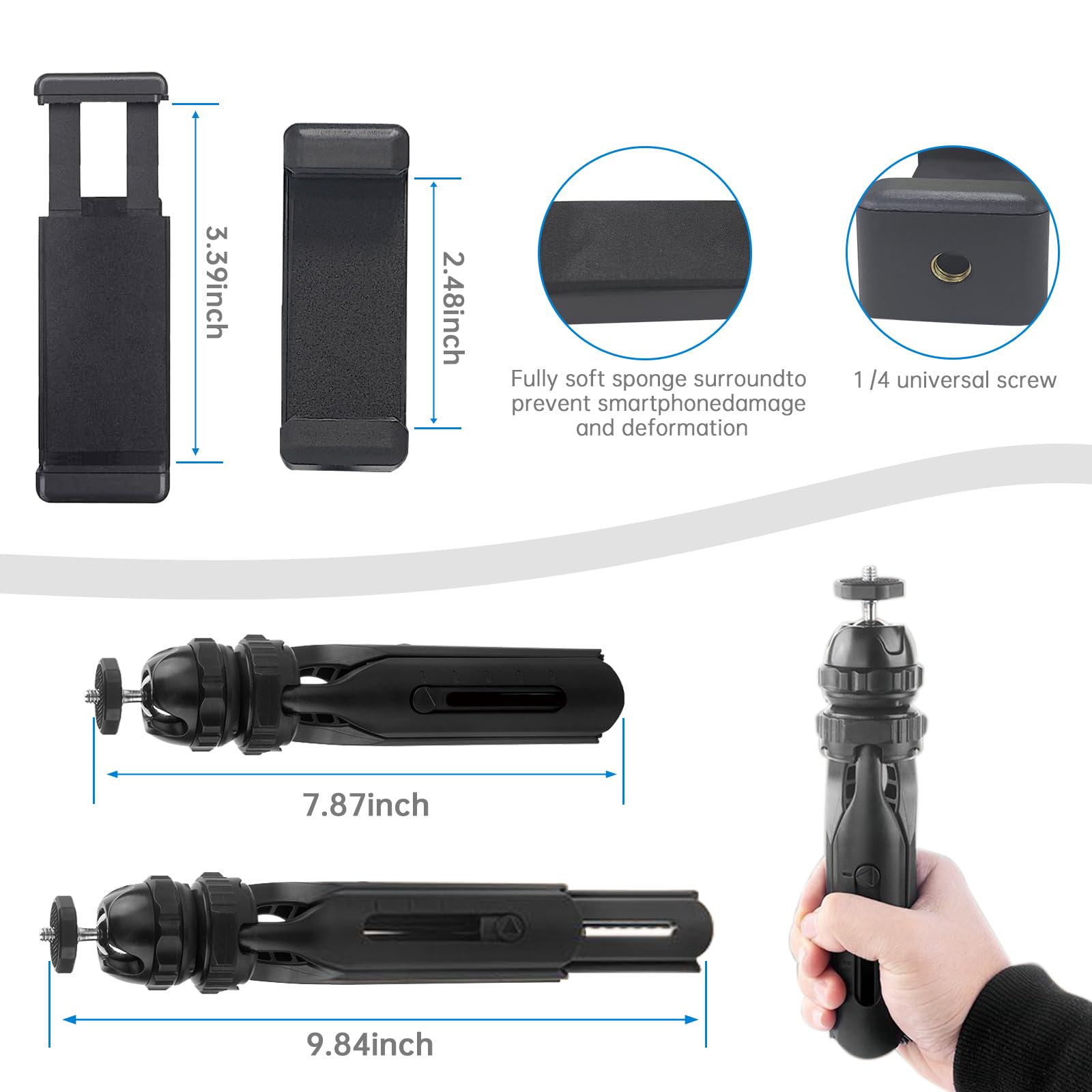 Ownk Projector Desktop Mount, Outdoor Stand For Projector Adjustable Height Camera Phone Tripod For Camera Video Light Smartphone, Lightweight For Travel