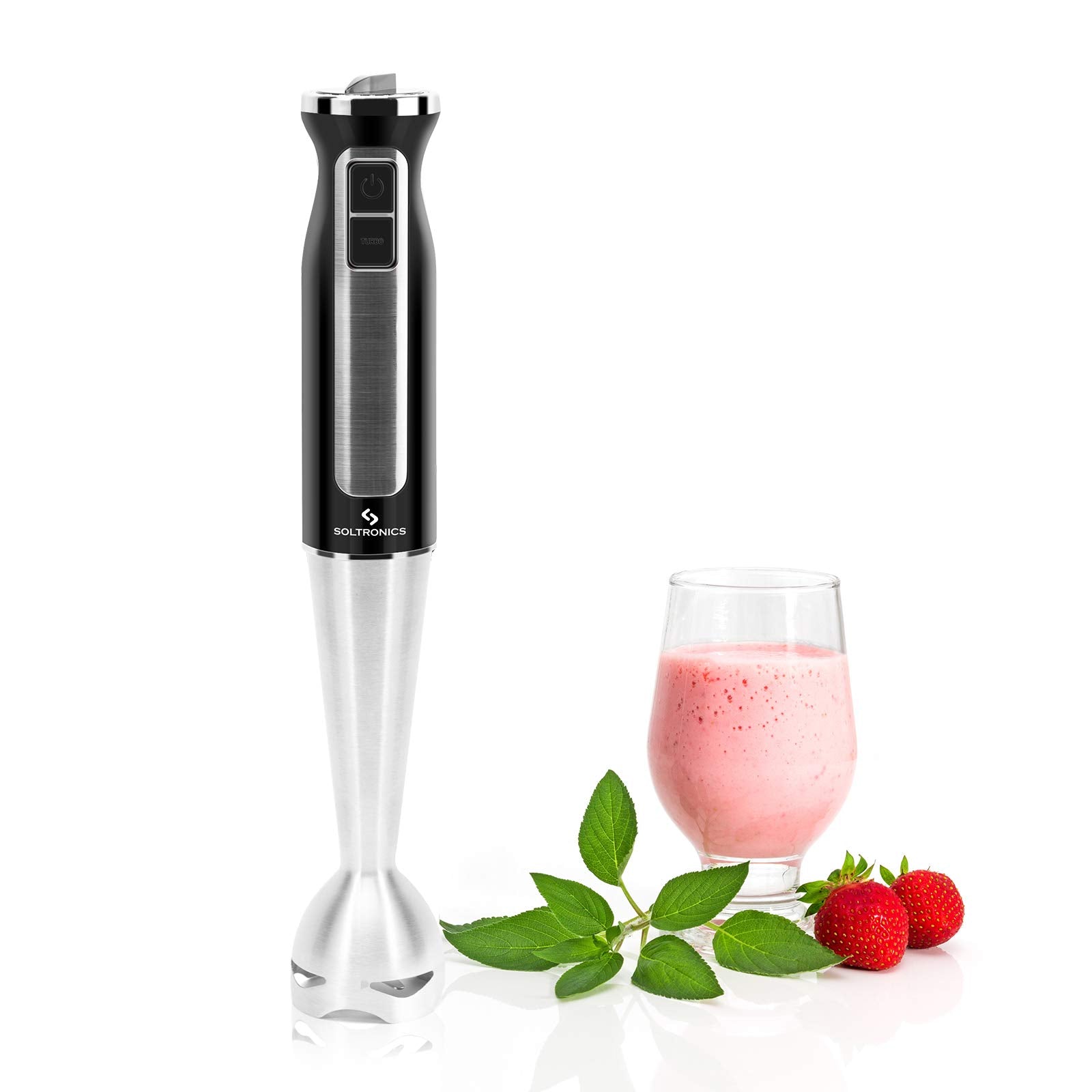 Soltronics 3-In-1 Hand Blender, 3-In-1, 8-Speed 500 Watts Stick Blender With Milk Frother, Egg Whisk For Smoothies, Coffee Milk Foam, Puree Baby Food, Sauces And Soups, Bpa-, Black