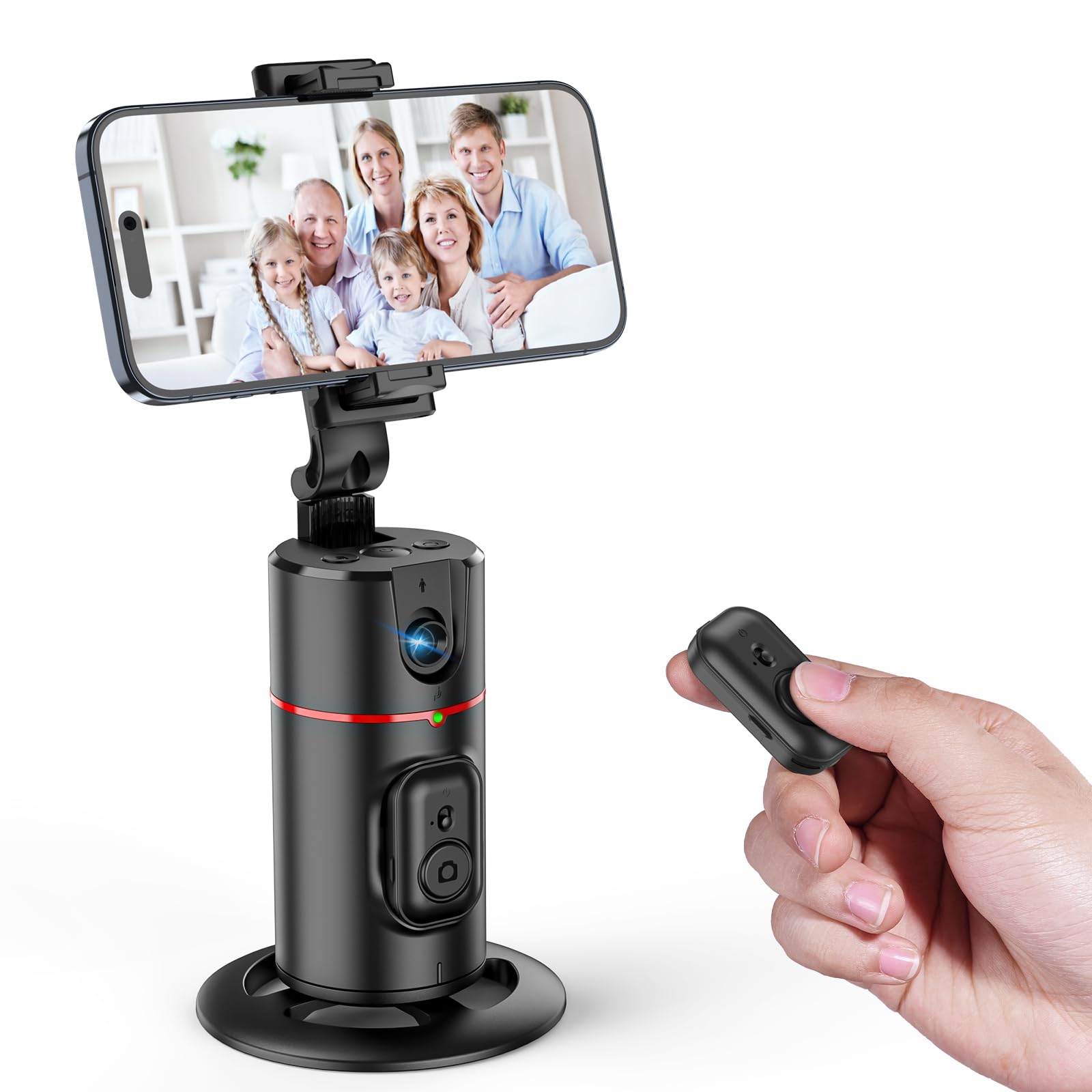 Riseofle Auto Face Tracking Tripod 360° Rotating Auto Tracking Phone Holder, No App, Phone Camera Stand With Remote And Gesture Control, Smart Shooting Stand For Vlog/Tik Tok Live Video Recording