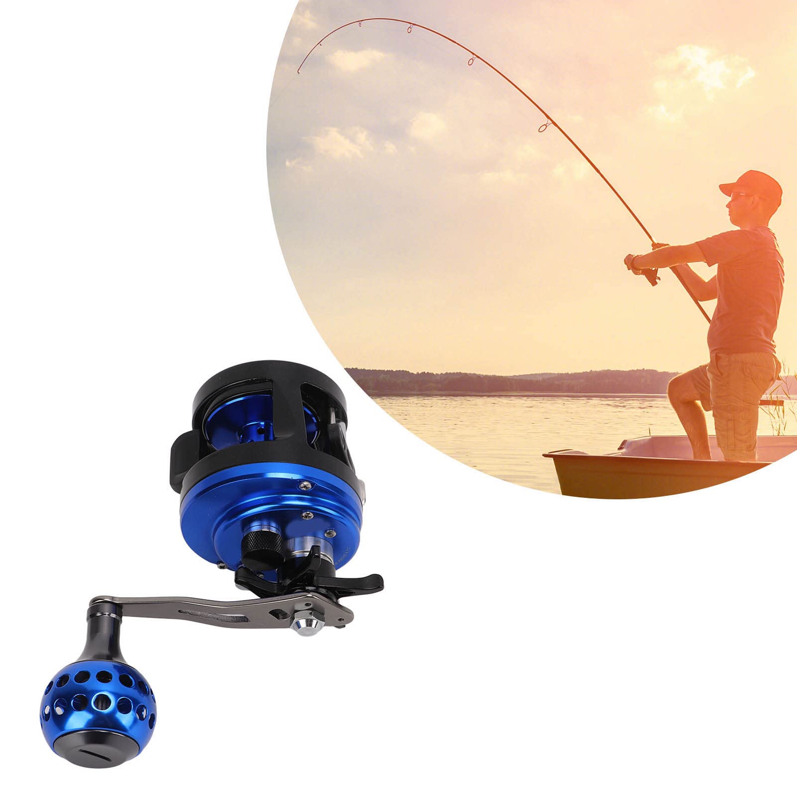 Alomejor Metal Drum Fishing Reel 7+1Bb 4.7:1 High Speed 6Kg Maximum Magnetic Force Brake Fishing Reel