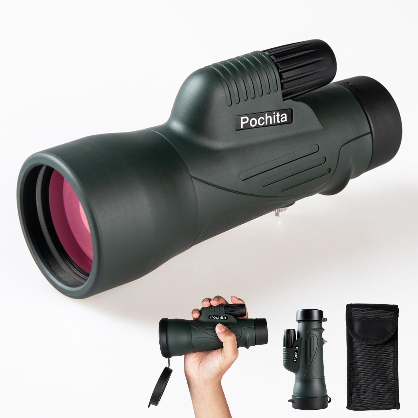 Pochita Global 12X50 Ed Monocular Telescope For Adults, High Powered Monocular With Bak4 Prism & Fmc Lens, Waterproof Handheld Telescope For Bird Watching, Hunting, Hiking, Travel