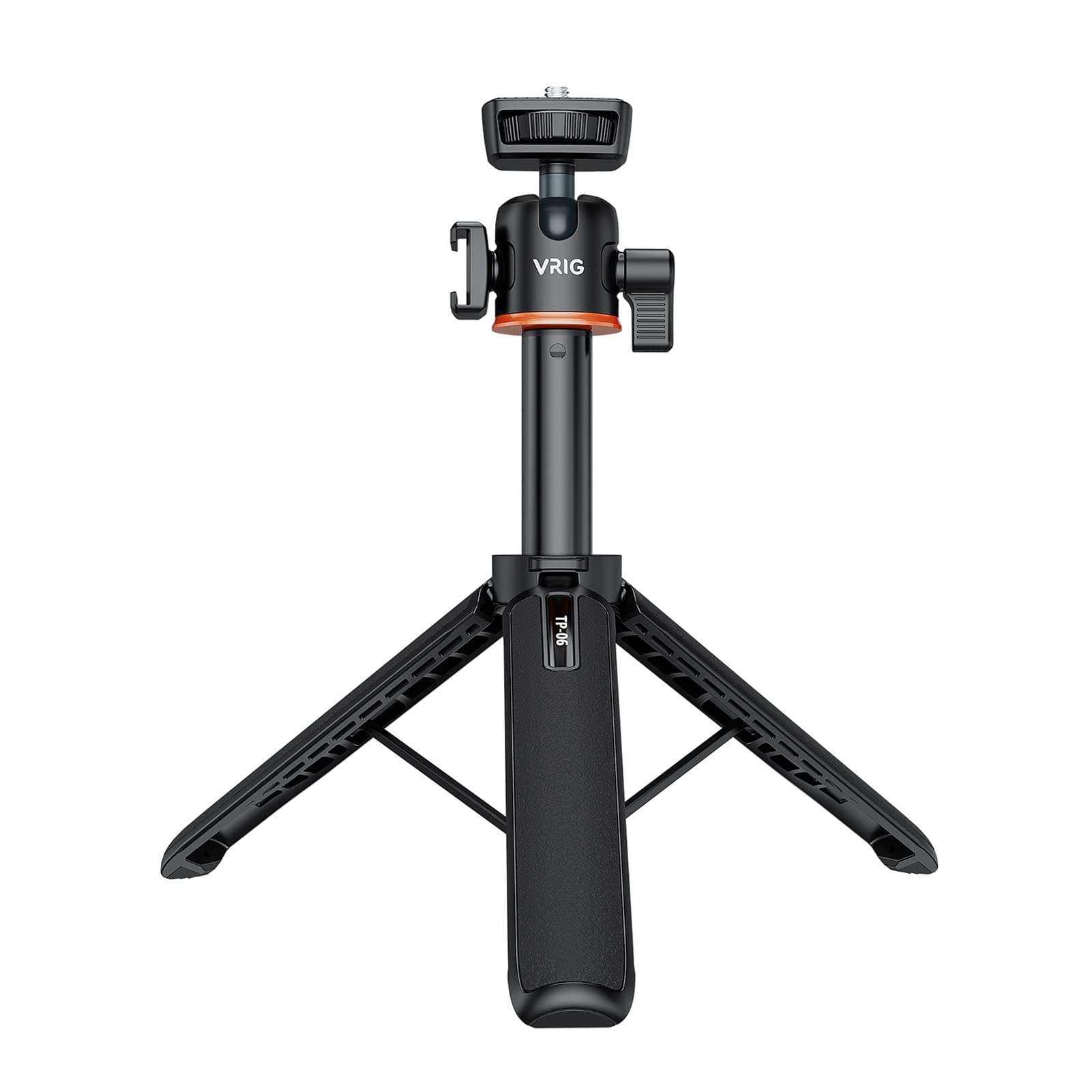 Camnoon Tp-06 Portable Selfie Stick Tripod Stand Aluminum Alloy With 1/4 Inch Screw Cold Shoe Mount 360° Rotatable Ballhead 55Cm/21.6In Max. Height 1.5Kg Load Capacity For Vlog Live Streaming Selfie