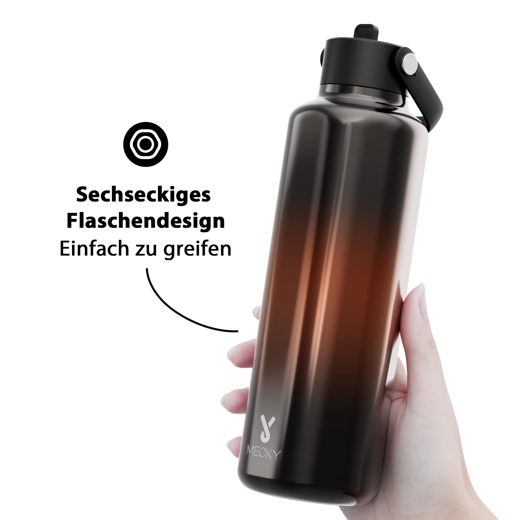 Meoky Water Bottle With Straw For Men: 24 Oz Stainless Steel Insulated Water Bottle