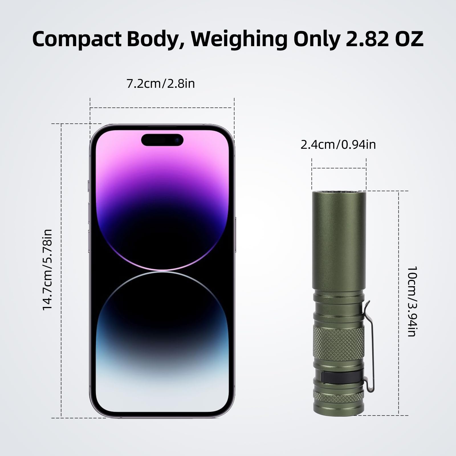 Amkulop Led Pocket Edc Flashlight, Compact Bright Handheld Flash Lights, Tail Switch With Rechargeable Tactical Flashlights And Pocket Clip For Camping And Hiking (Green)